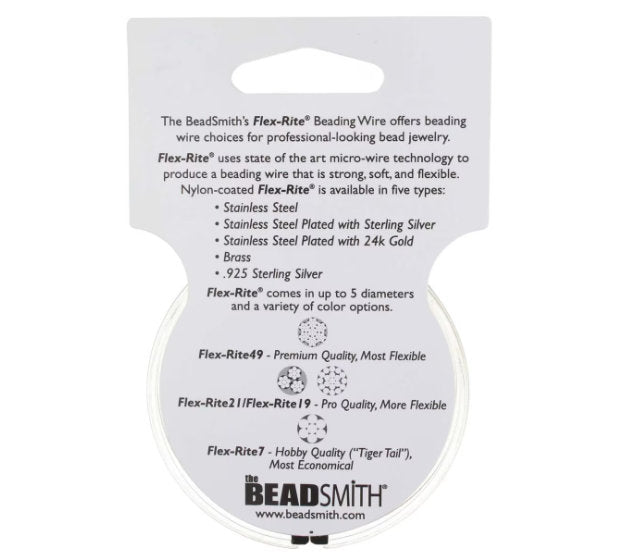 Flexrite 49 strands 0.018" beading wire, Clear, 30 Ft