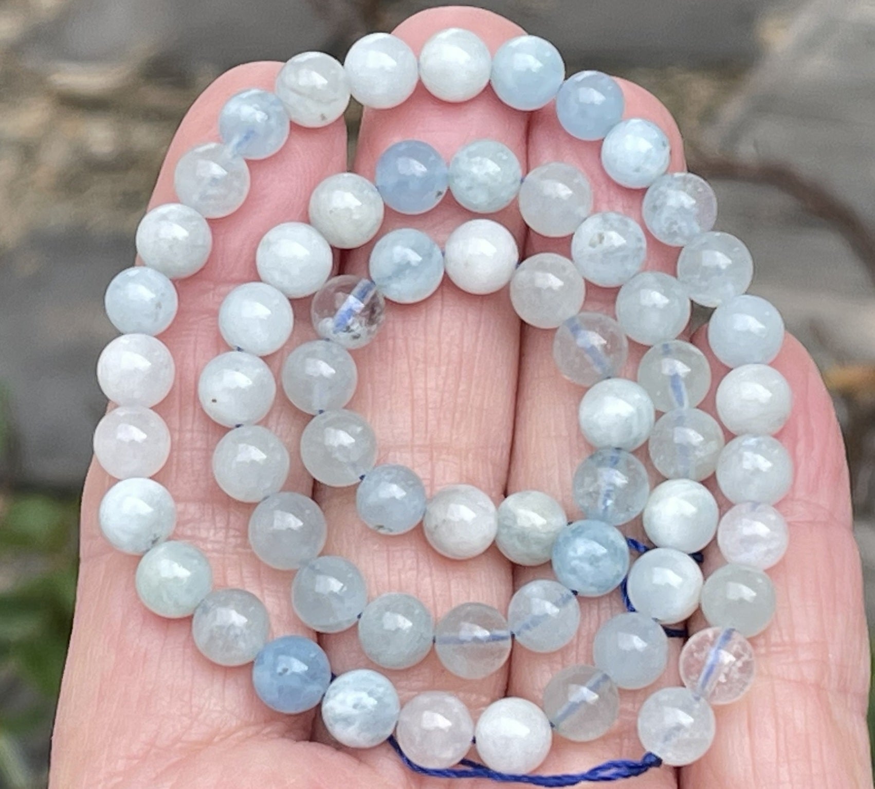 Aquamarine 6mm round natural gemstone beads 15.5" strand