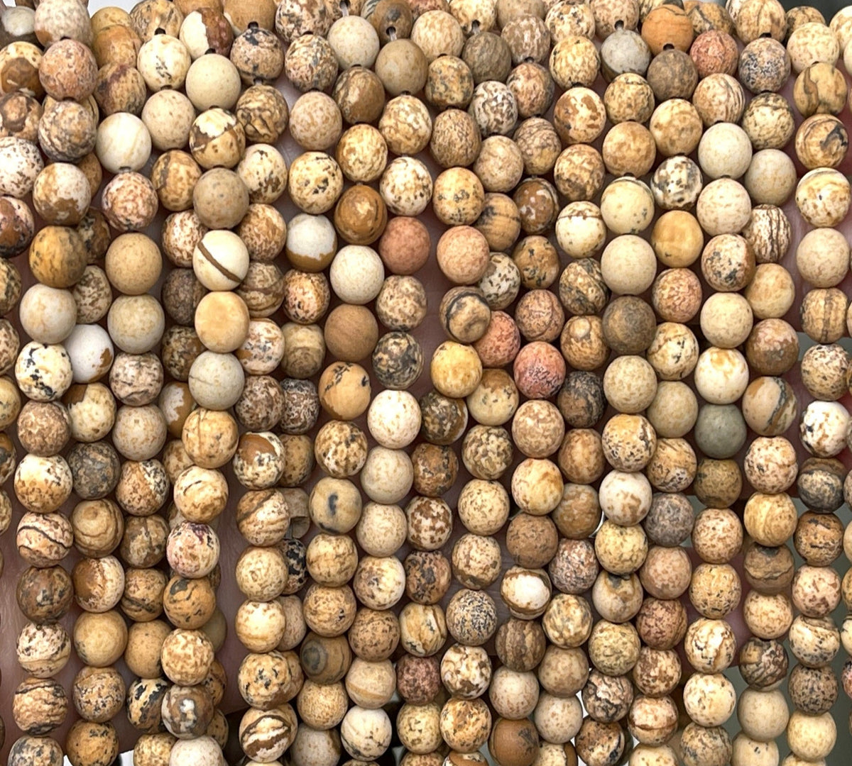 Picture Jasper matte 6mm round gemstone beads 15" strand - Oz Beads 