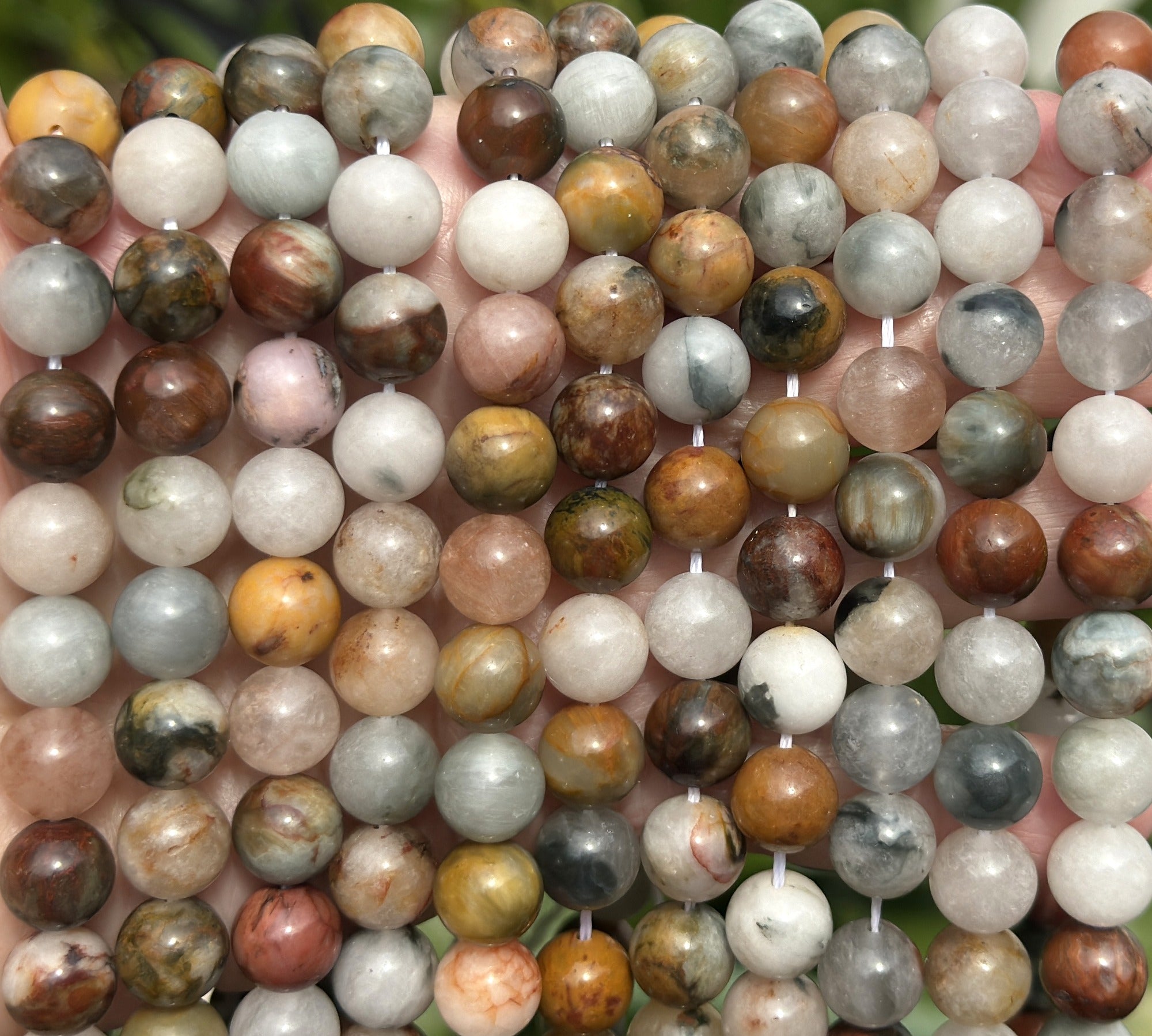 Mixed Quartz 10mm round natural gemstone beads 15.5" strand