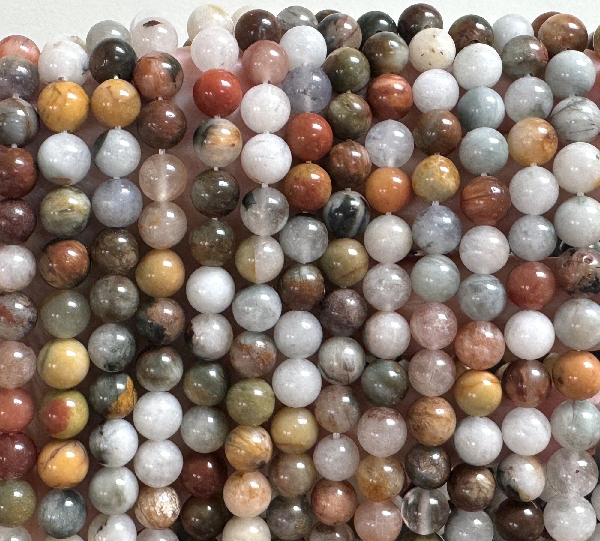 Mixed Quartz 8mm round natural gemstone beads 15.5" strand