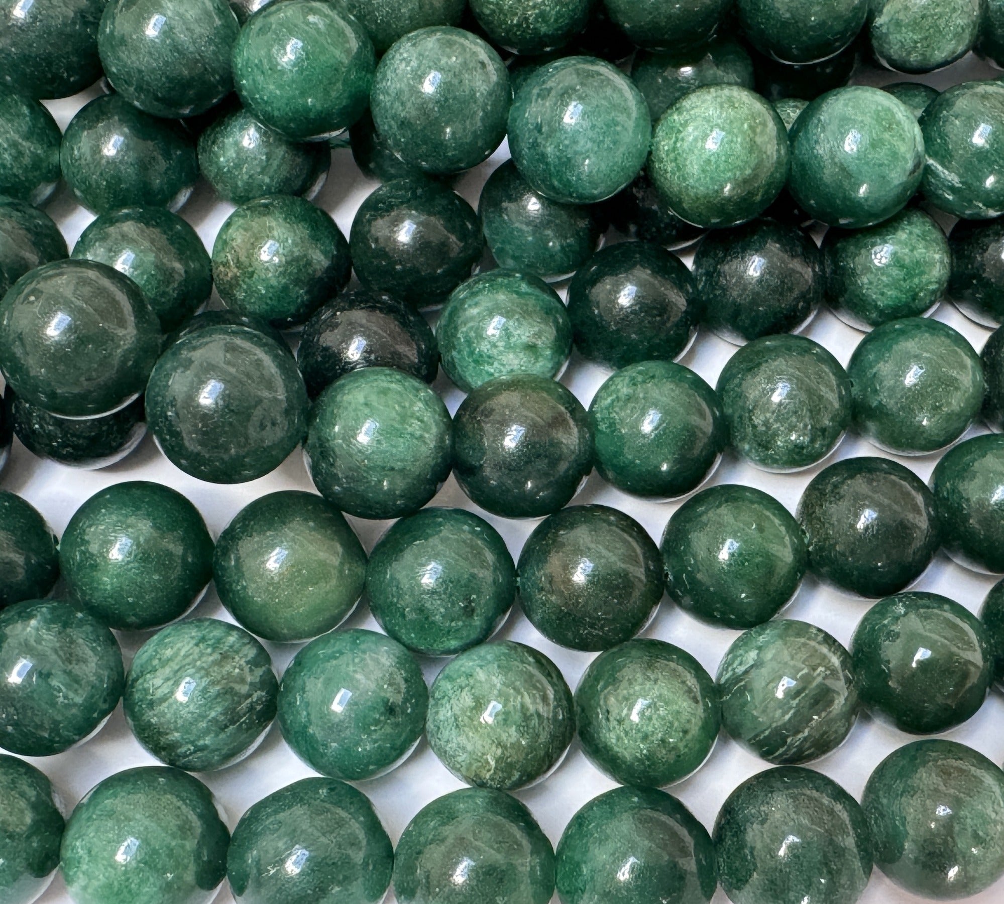 Green Mica in Fuchsite 10mm round natural gemstone beads 15.5" strand