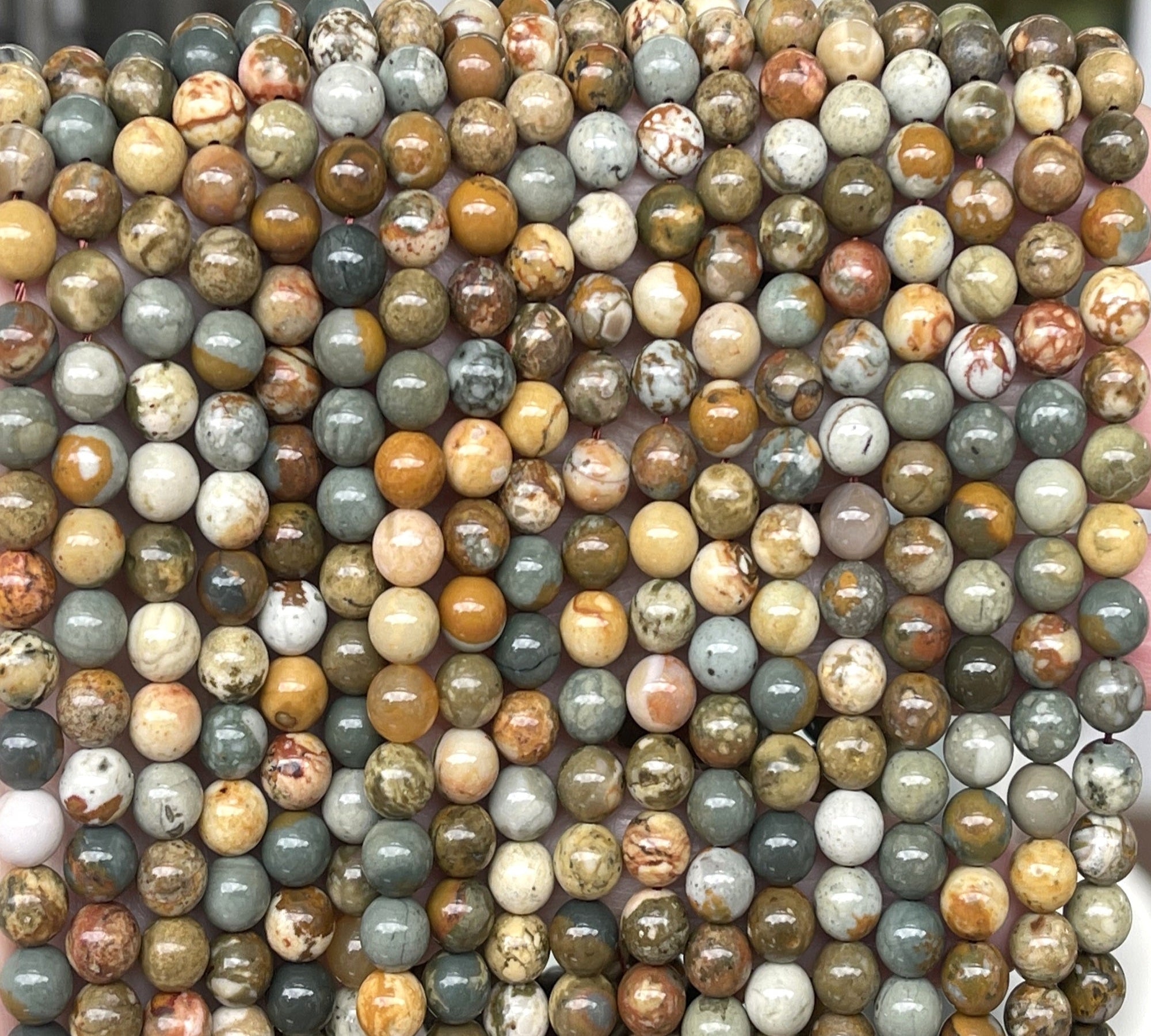 New Ocean Jasper 6mm round natural gemstone beads 15.5" strand