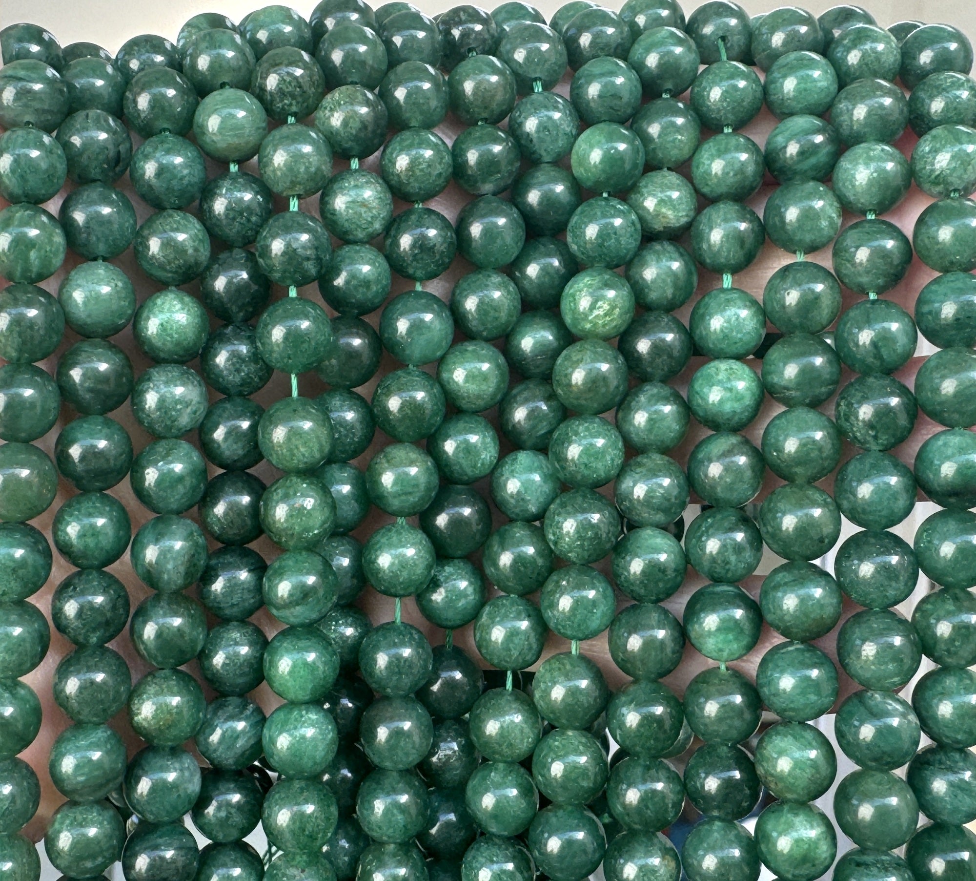 Green Mica in Fuchsite 8mm round natural gemstone beads 15.5" strand