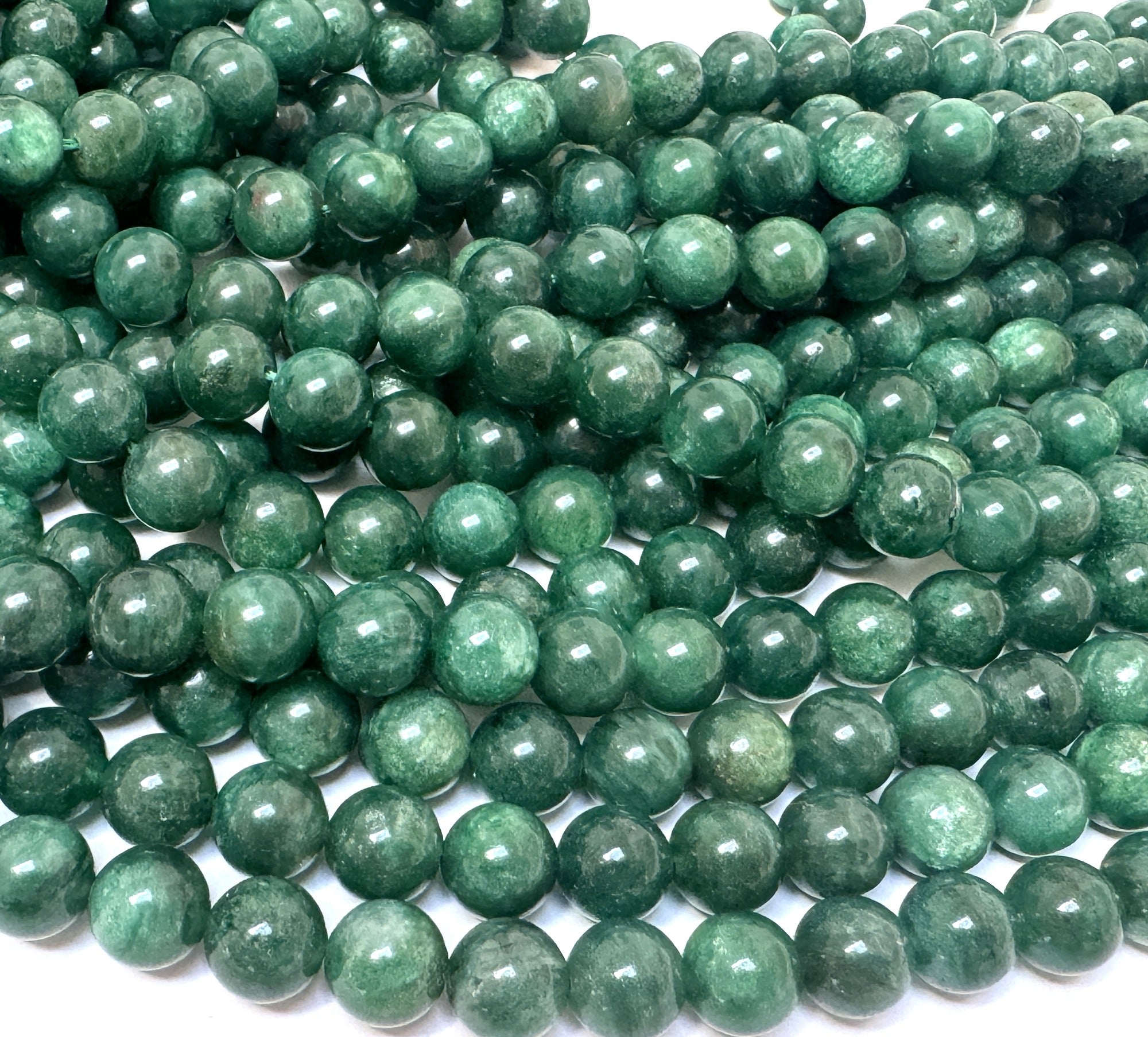 Green Mica in Fuchsite 8mm round natural gemstone beads 15.5" strand