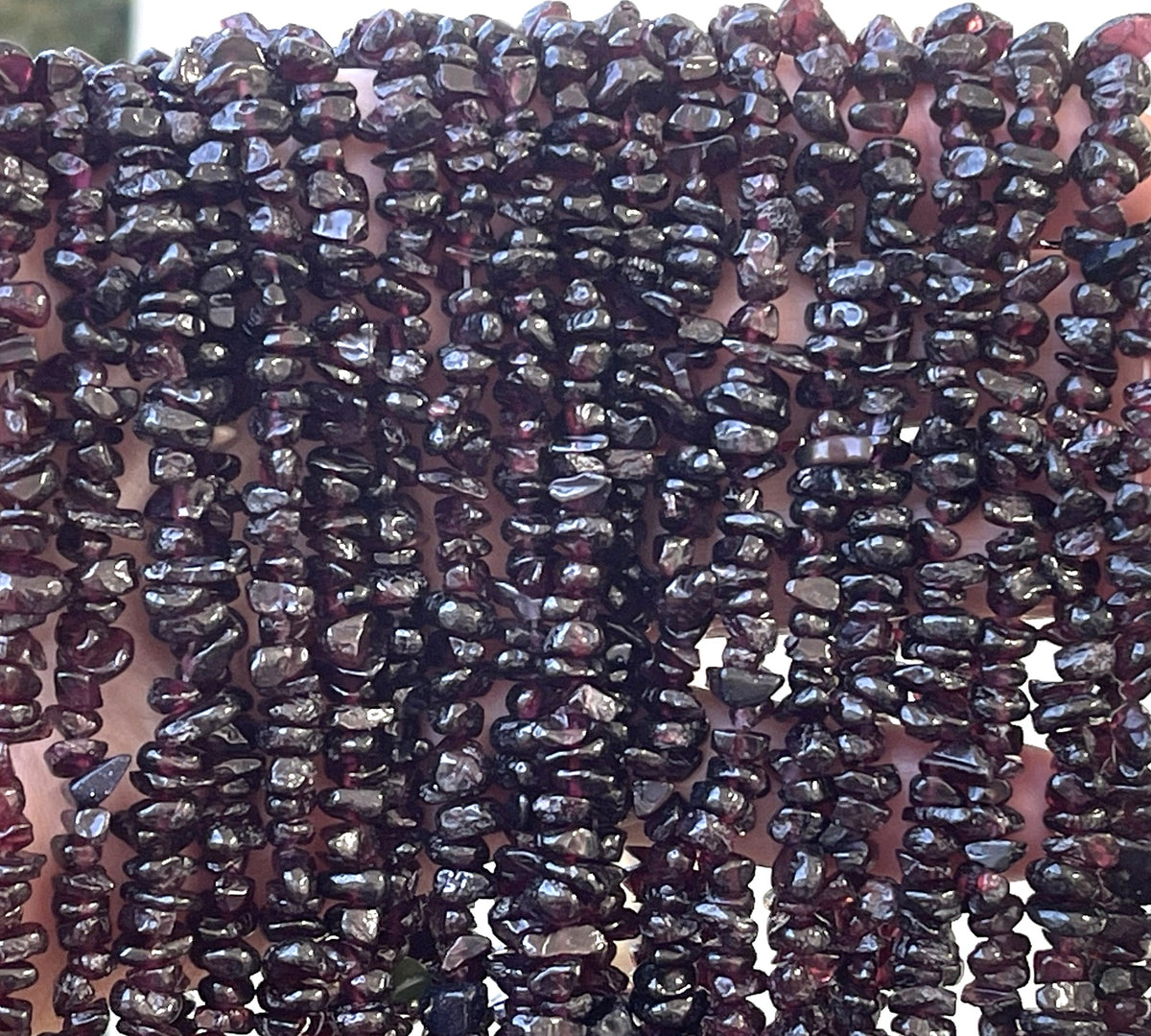 Red Garnet 6-8mm chip beads natural gemstone chips 33" strand - Oz Beads 