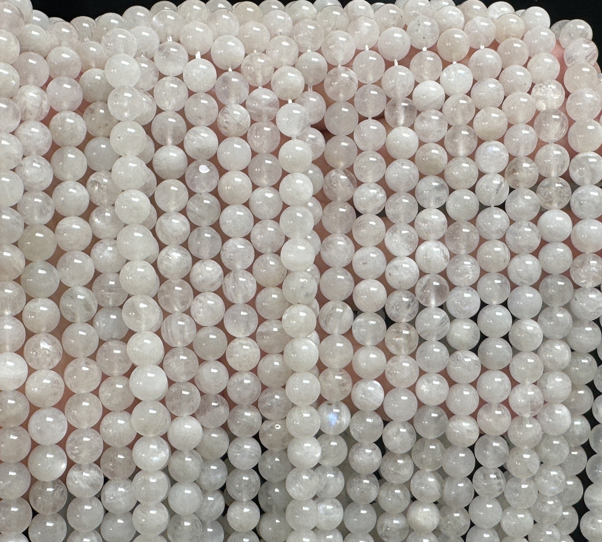 White Rainbow Moonstone 6mm round natural gemstone beads 15.5" strand