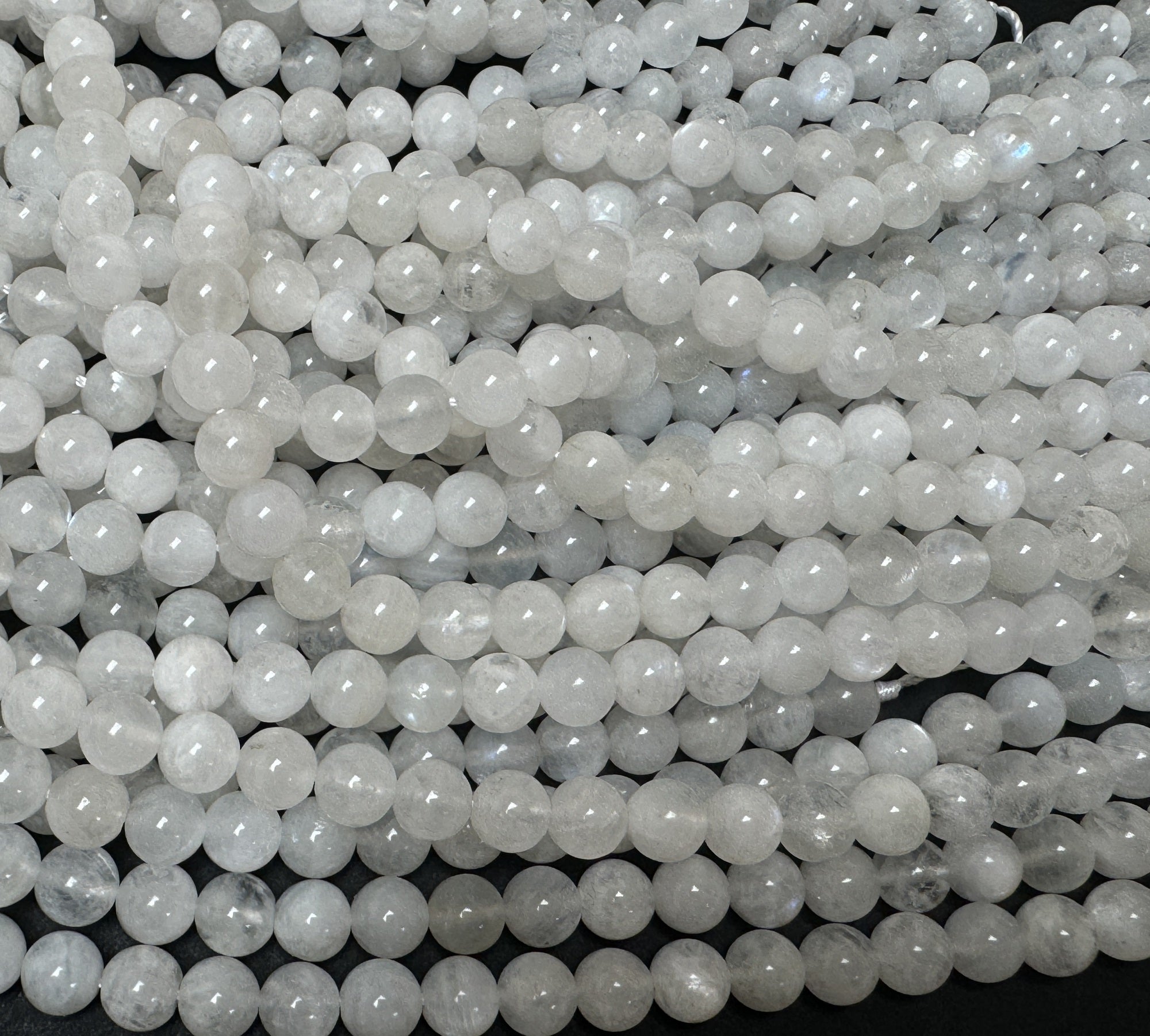 White Rainbow Moonstone 6mm round natural gemstone beads 15.5" strand