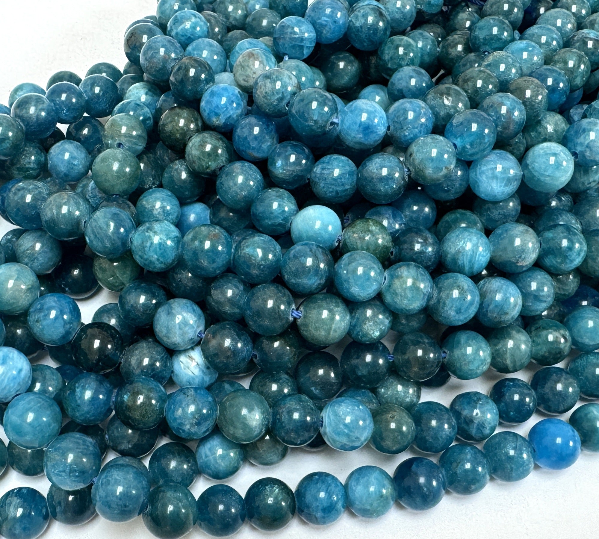 Apatite 8mm round natural gemstone beads 15" strand