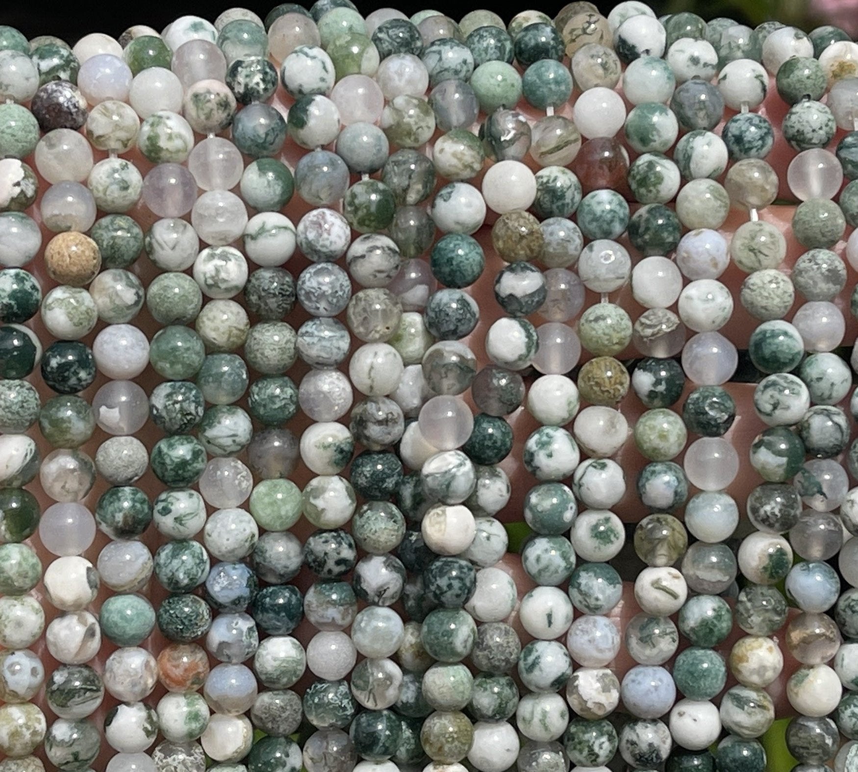 Tree Agate 6mm round natural gemstone beads 15" strand