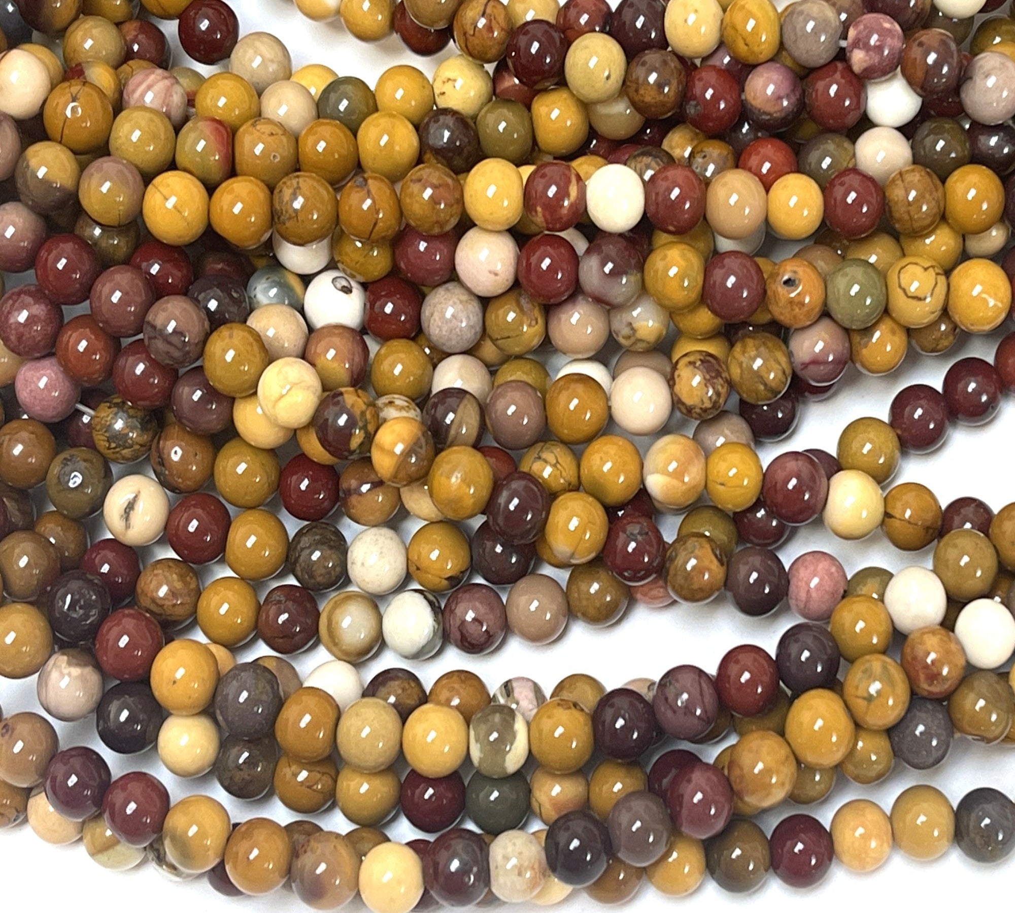 Mookaite Jasper 6mm round polished gemstone beads 15" strand - Oz Beads 