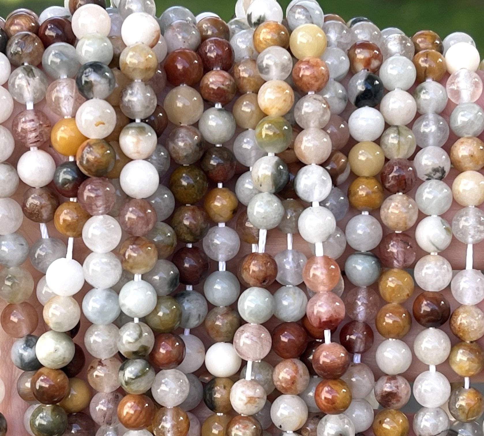 Multi-Color Quartz 6mm round gemstone beads 15.5" strand