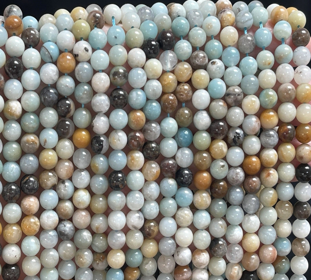 Amazonite multicolor 6mm round natural gemstone beads 15.5" strand - Oz Beads 