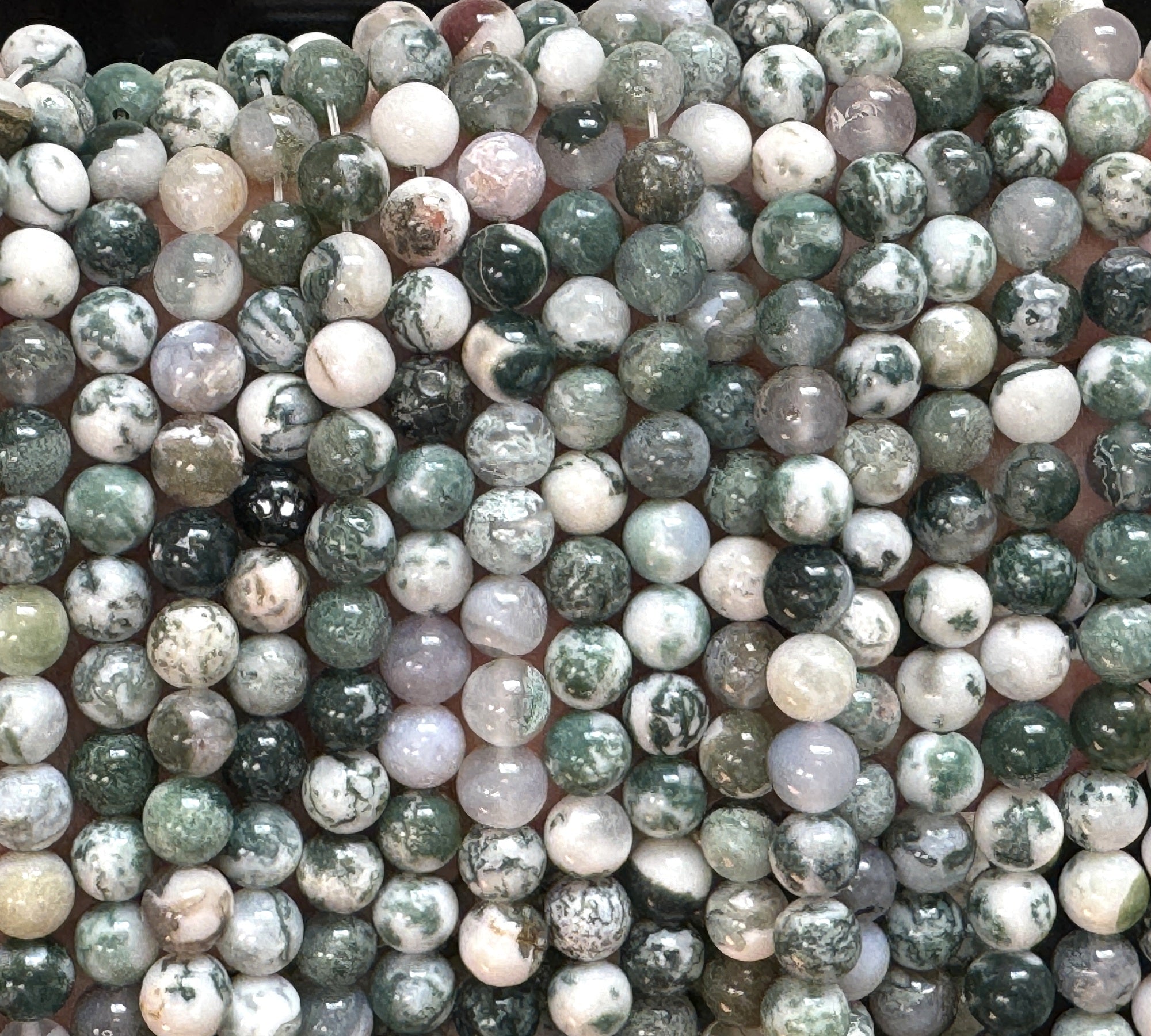 Tree Agate 8mm round natural gemstone beads 15" strand