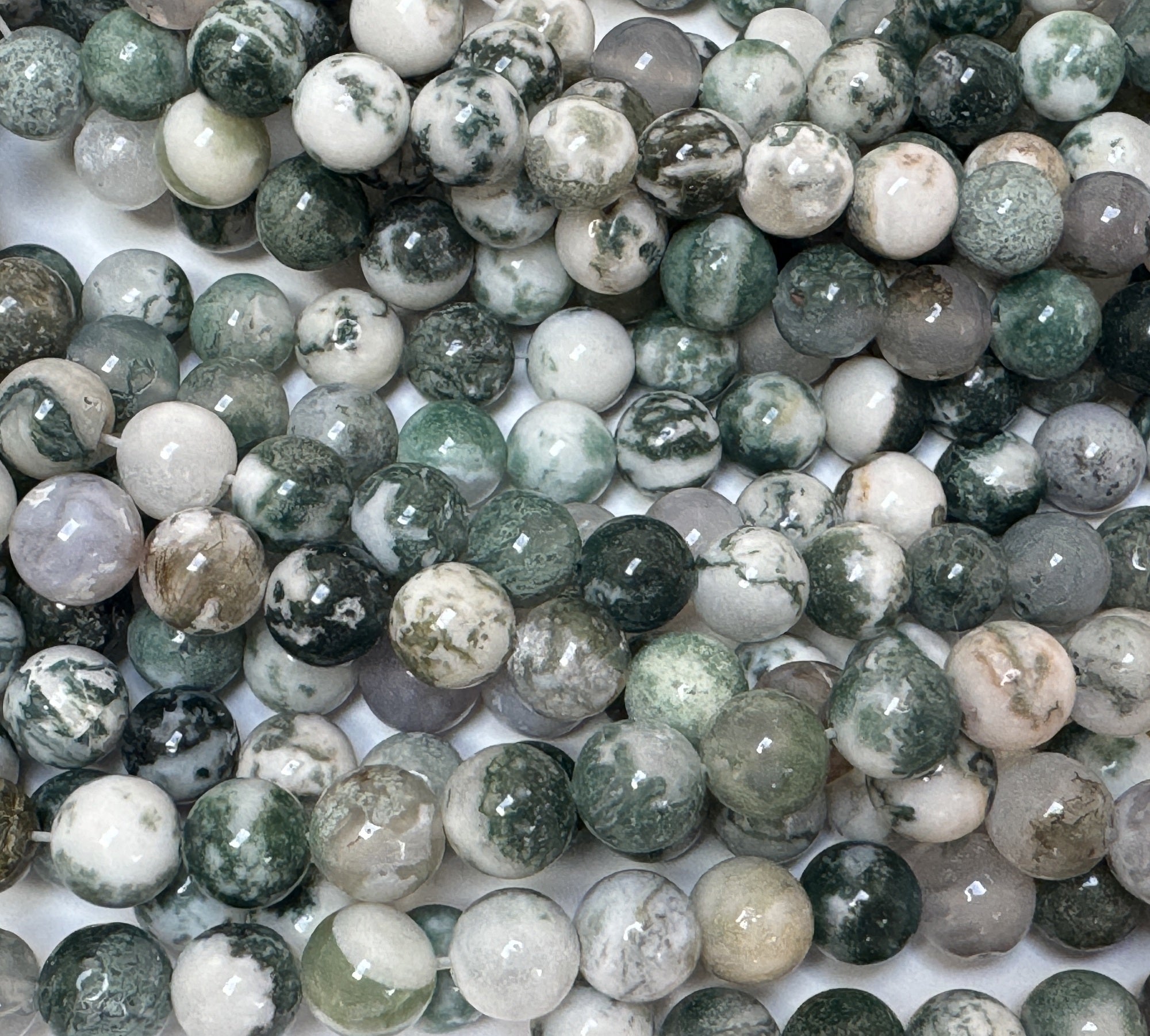 Tree Agate 8mm round natural gemstone beads 15" strand