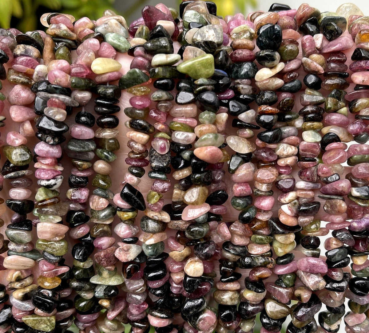 Multi Colour Tourmaline 6-10mm chip beads natural gemstone chips 34" strand - Oz Beads 