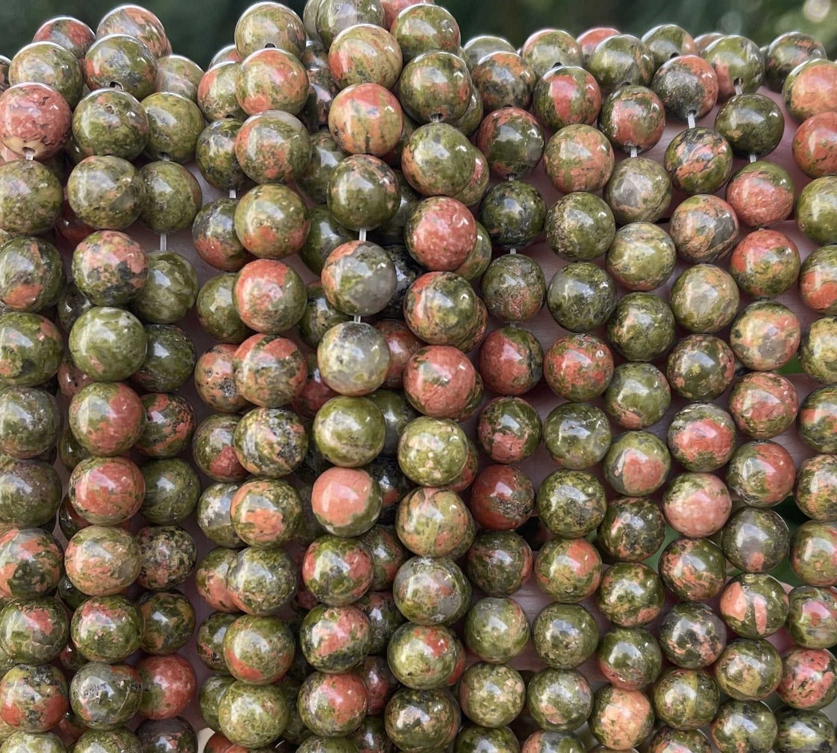 Unakite Jasper 8mm round natural gemstone beads 15" strand