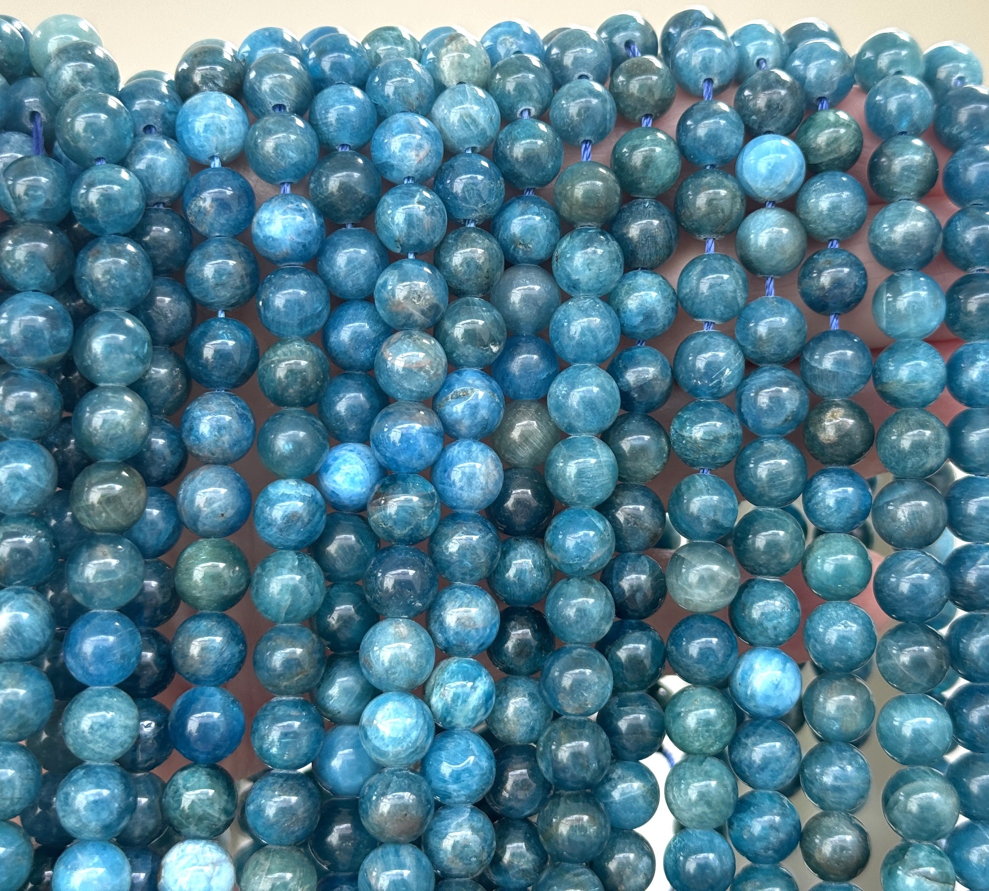 Apatite 8mm round natural gemstone beads 15" strand