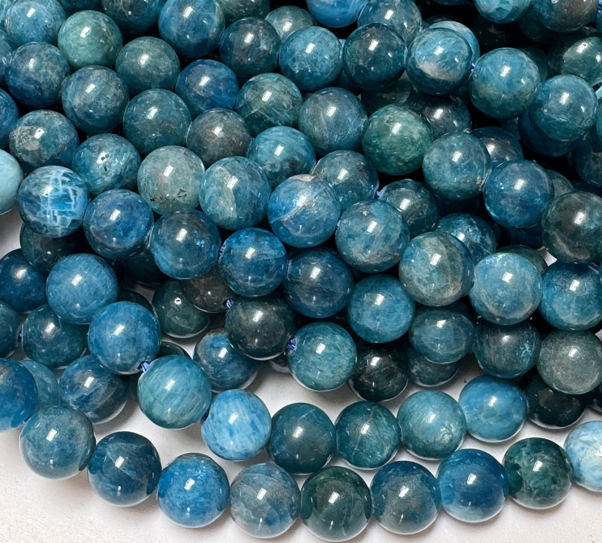 Apatite 8mm round natural gemstone beads 15" strand