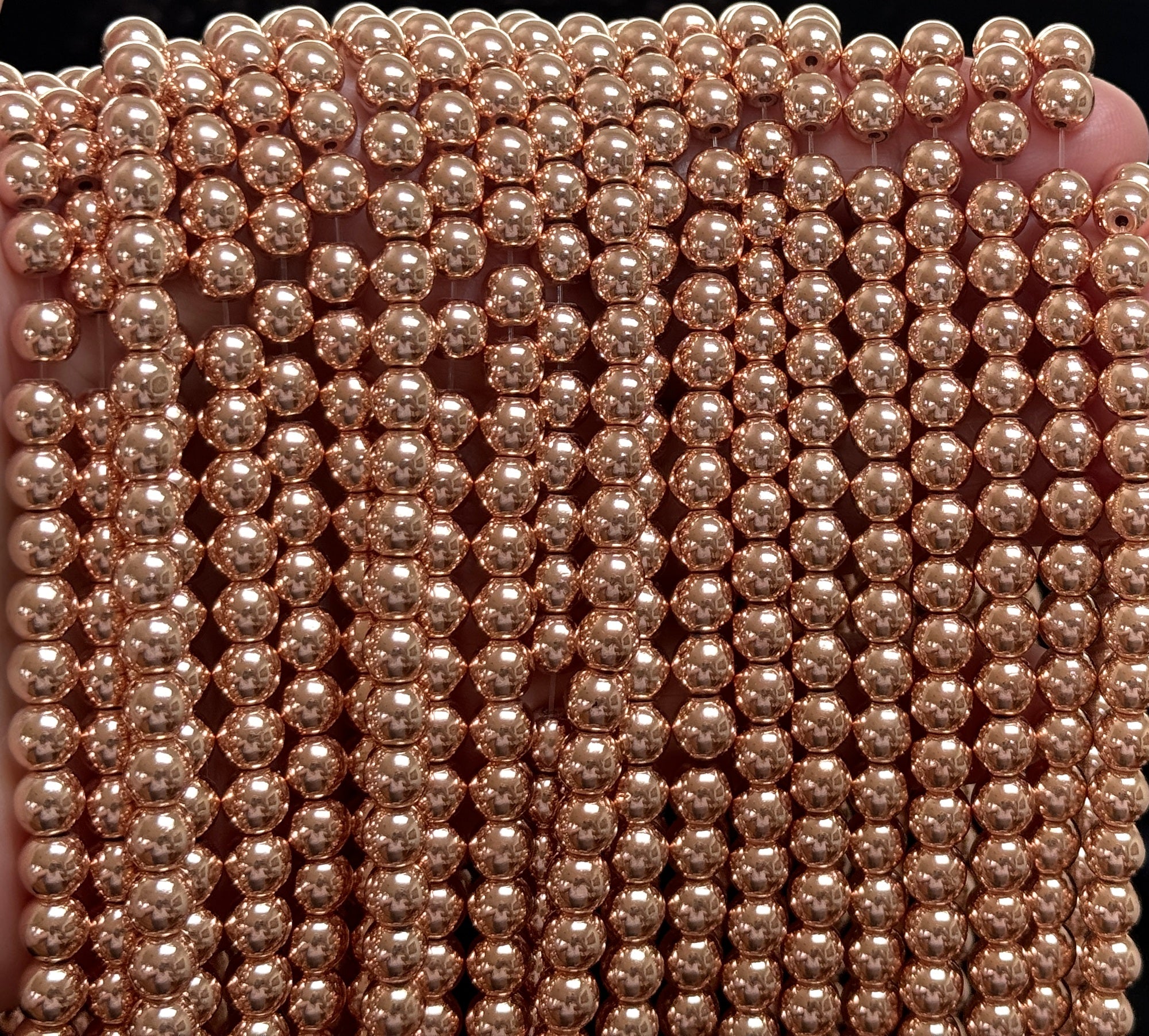 Rose Gold Electroplated Hematite 6mm round spacer beads 15.5" strand