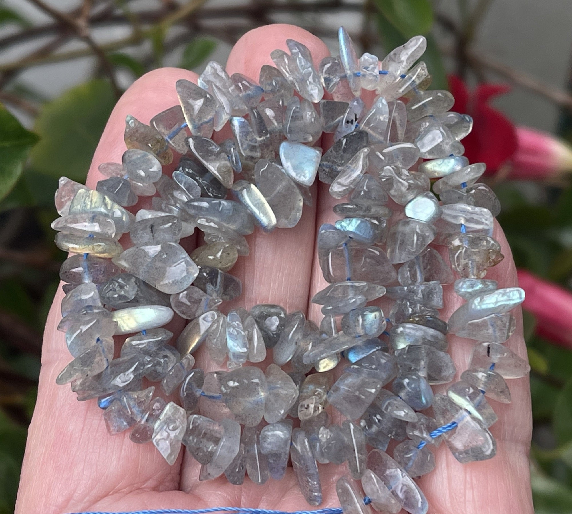 Labradorite 6-9mm chip beads natural gemstone chips 15" strand