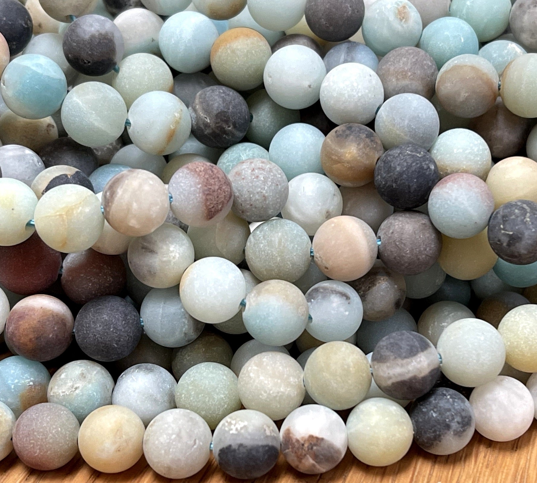 Amazonite matte 8mm round gemstone beads 15.5" strand