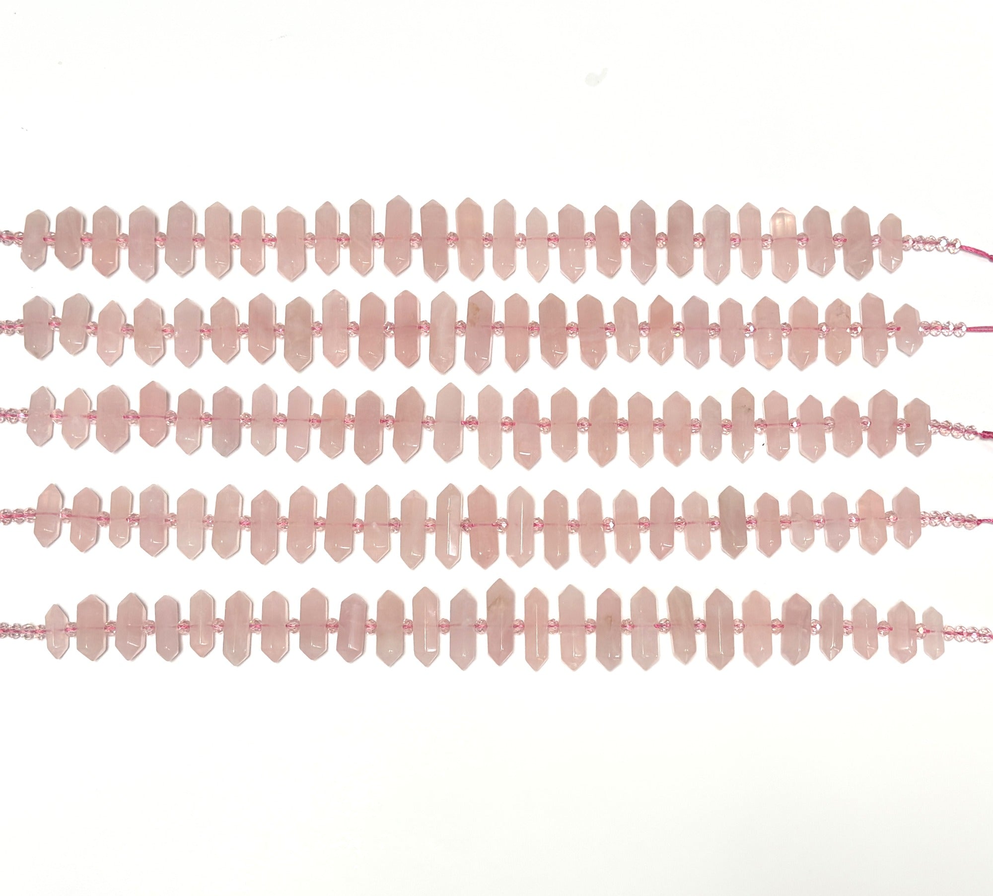 Rose Quartz Points 25 double terminated centre drilled natural crystal beads