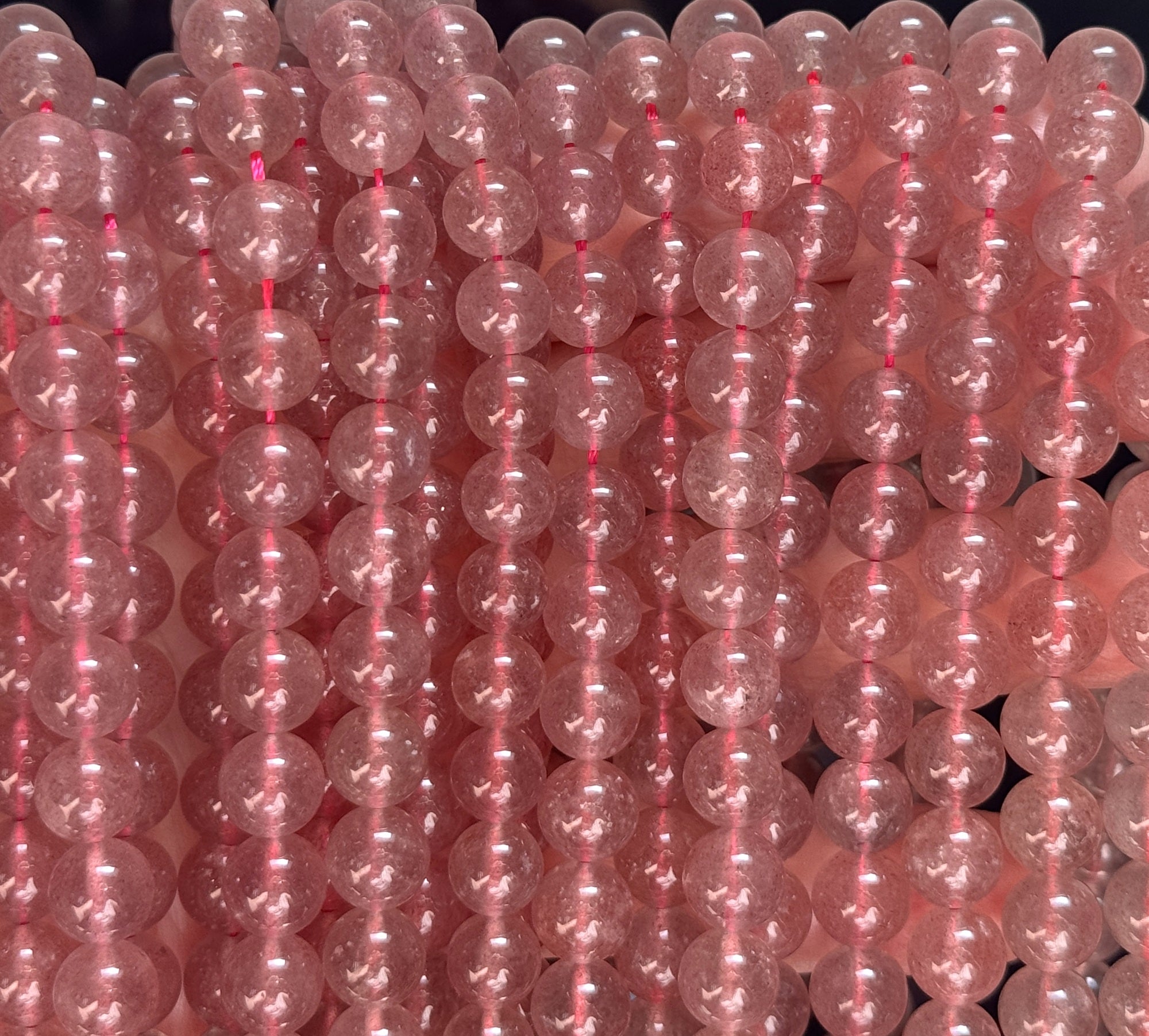 Strawberry Quartz 8mm round natural gemstone beads 15.5" strand