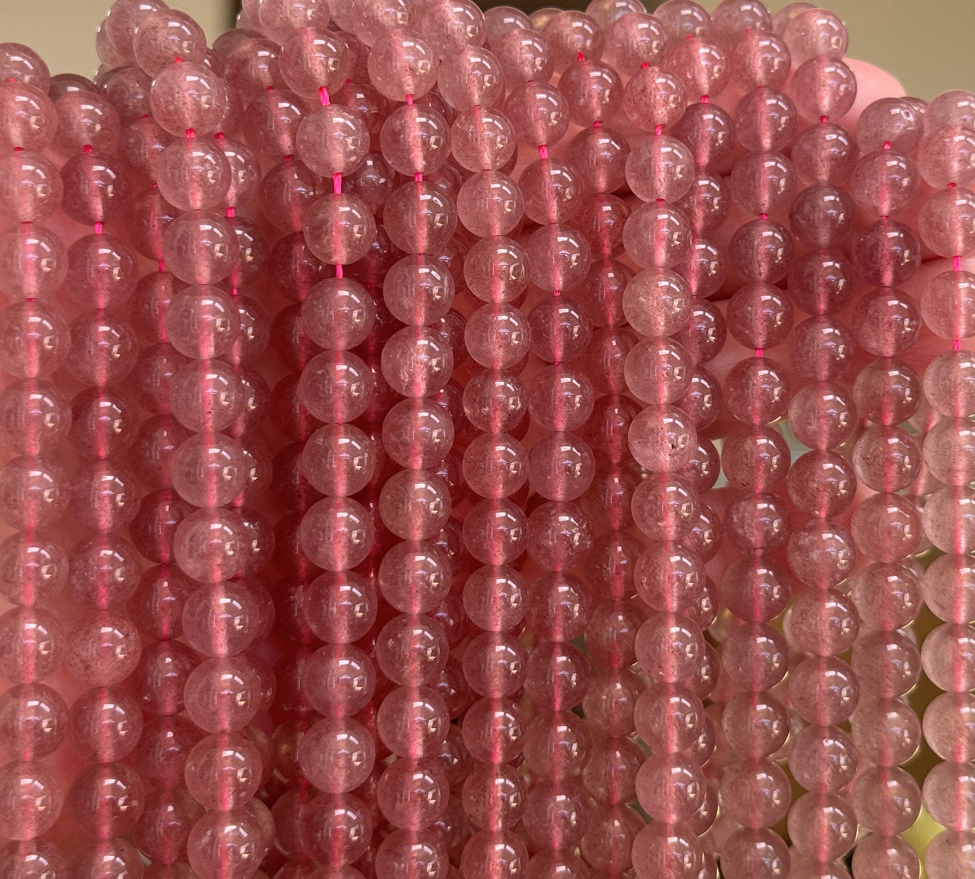 Strawberry Quartz 8mm round natural gemstone beads 15.5" strand