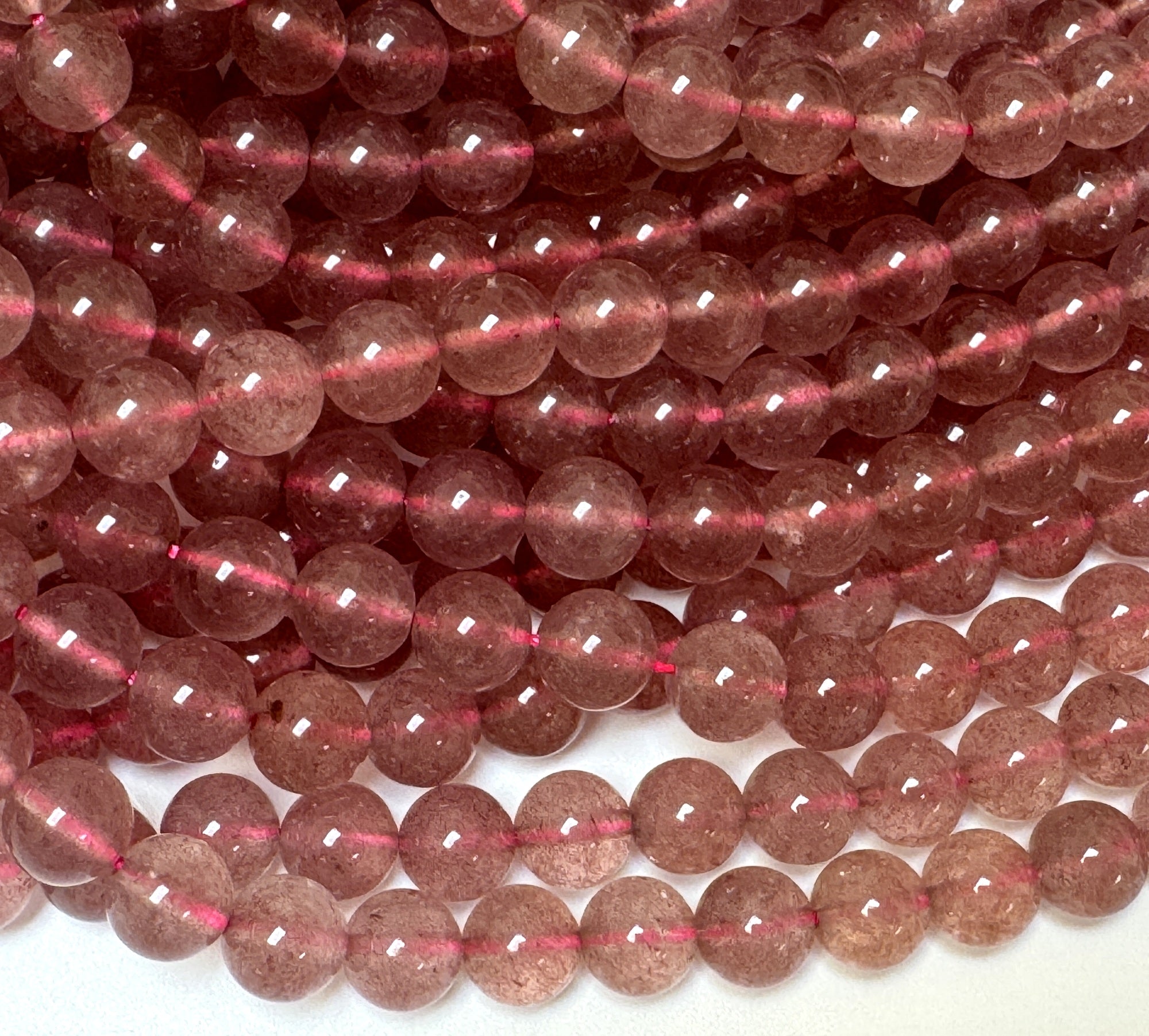 Strawberry Quartz 8mm round natural gemstone beads 15.5" strand