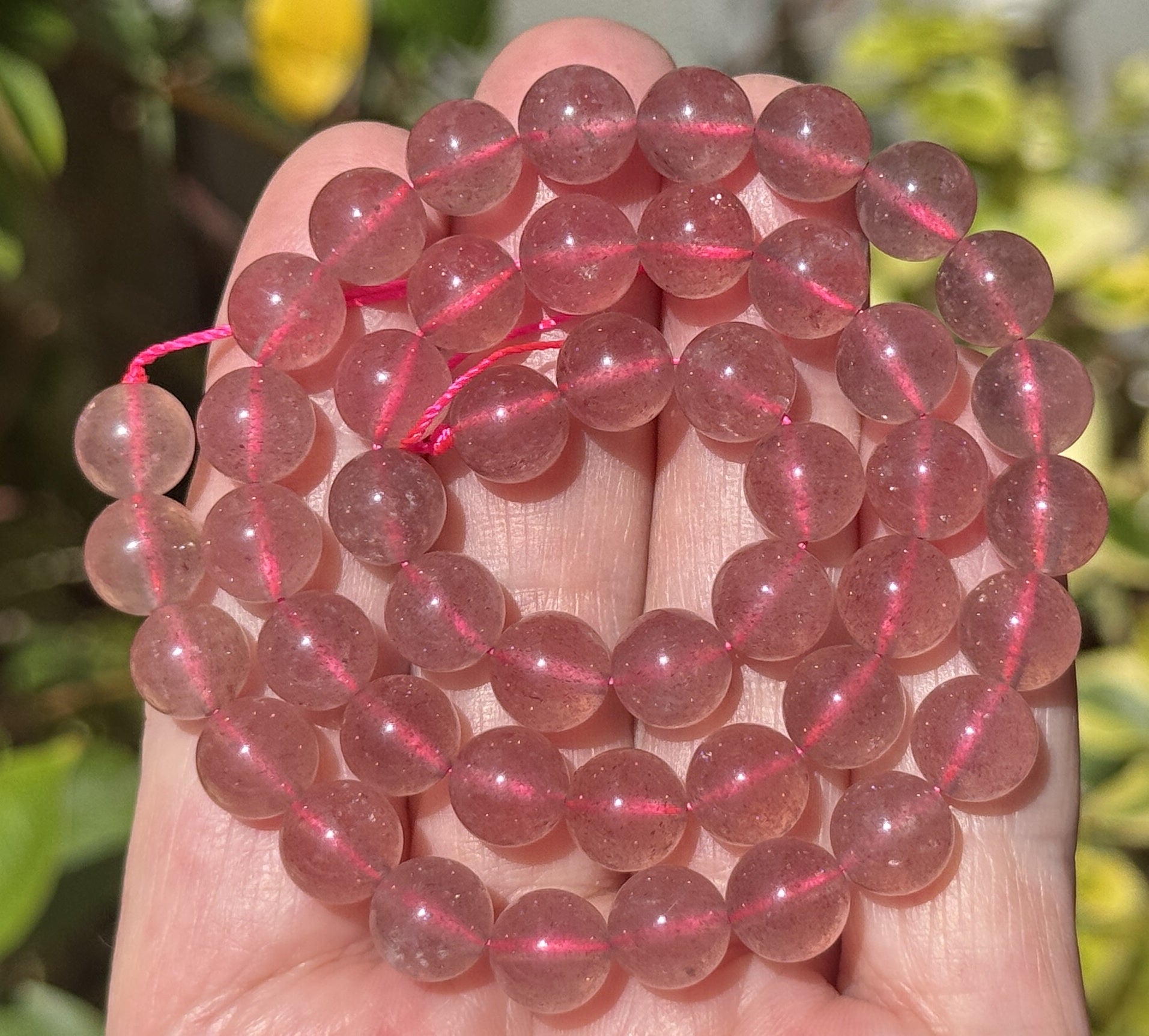 Strawberry Quartz 8mm round natural gemstone beads 15.5" strand