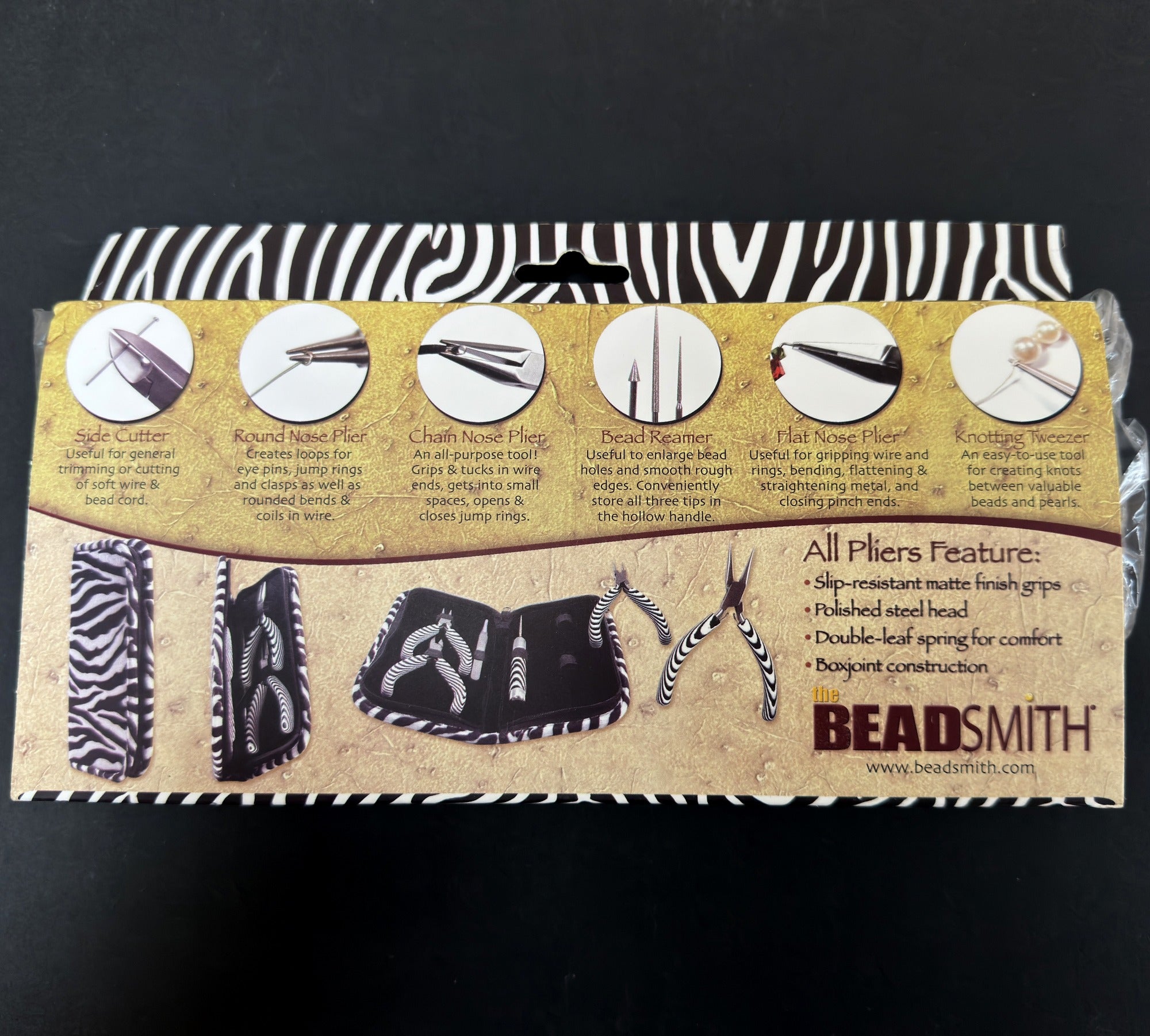 Beadsmith Zebra Tool Kit, 6 piece set with case