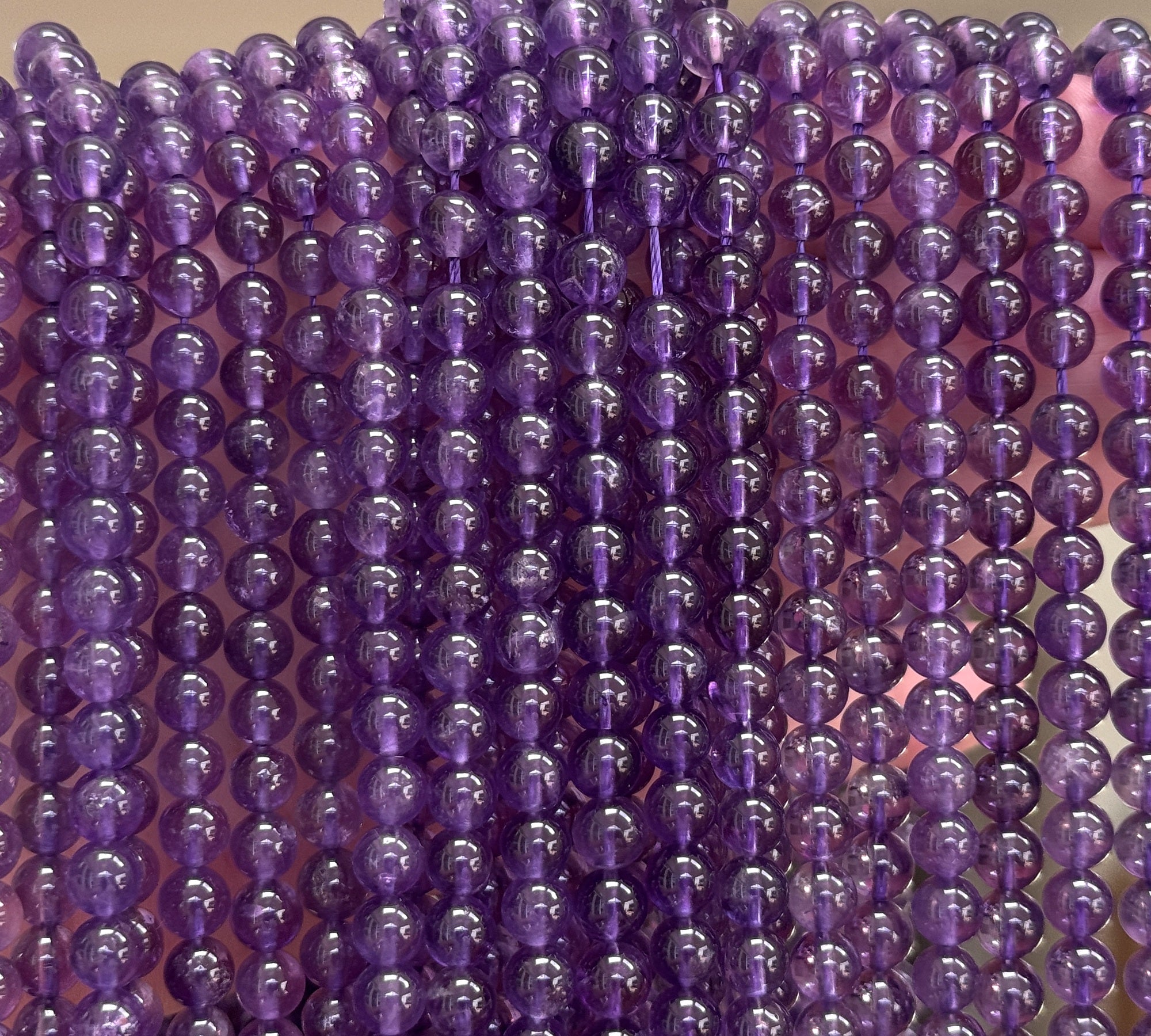 Amethyst 6mm round natural gemstone beads 15" strand