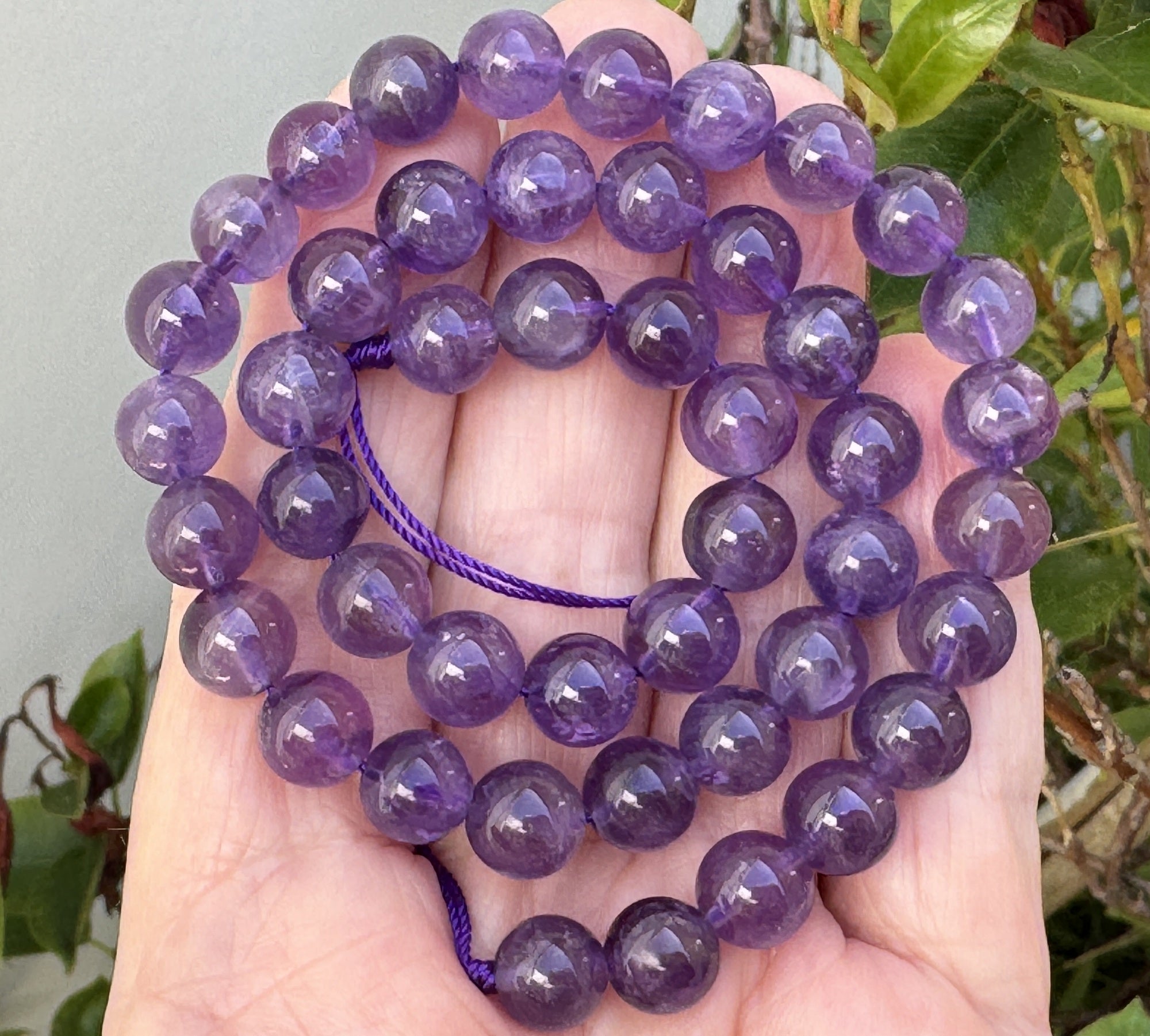 Amethyst 8mm round natural gemstone beads 15" strand