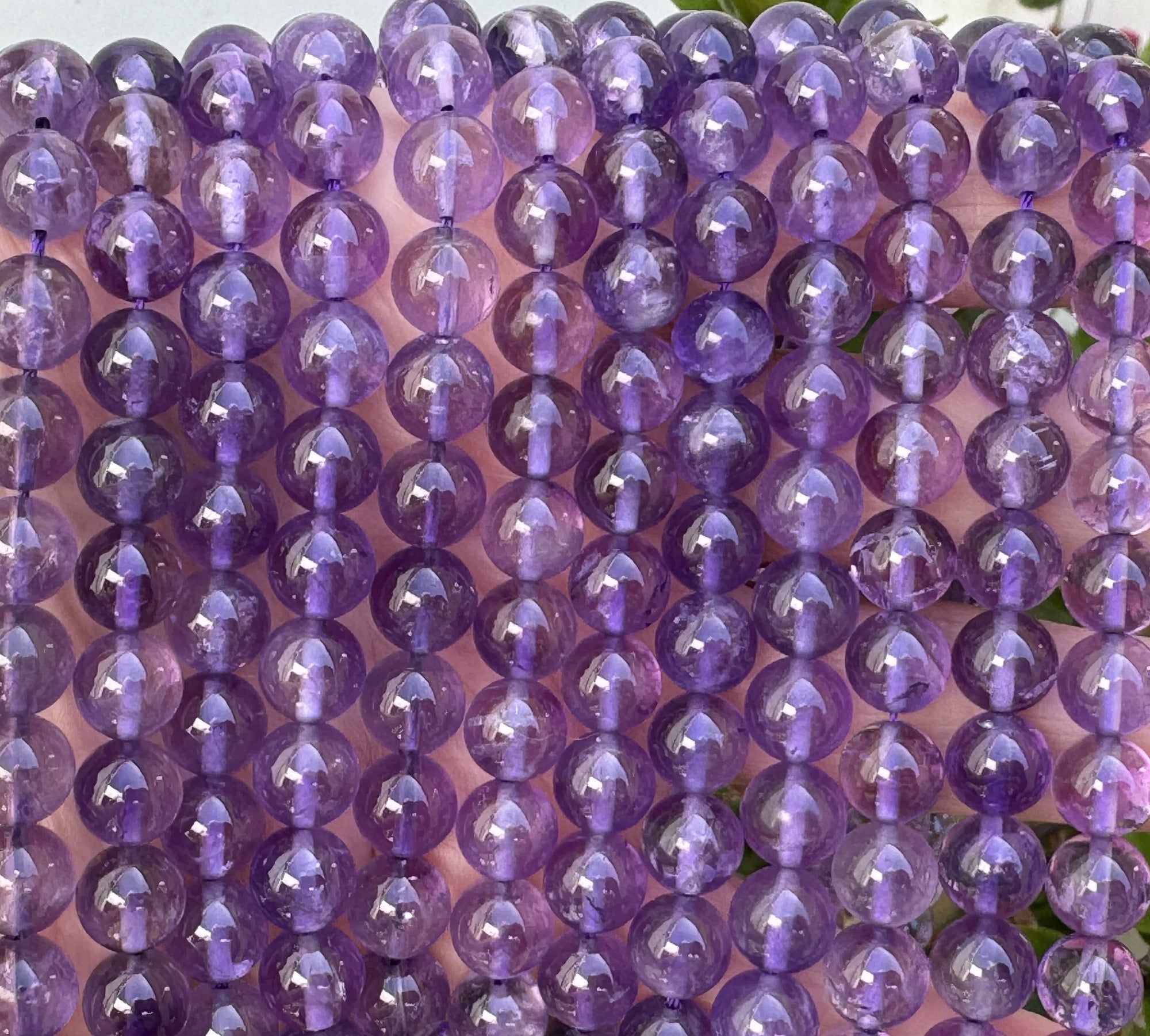 Amethyst 8mm round natural gemstone beads 15" strand