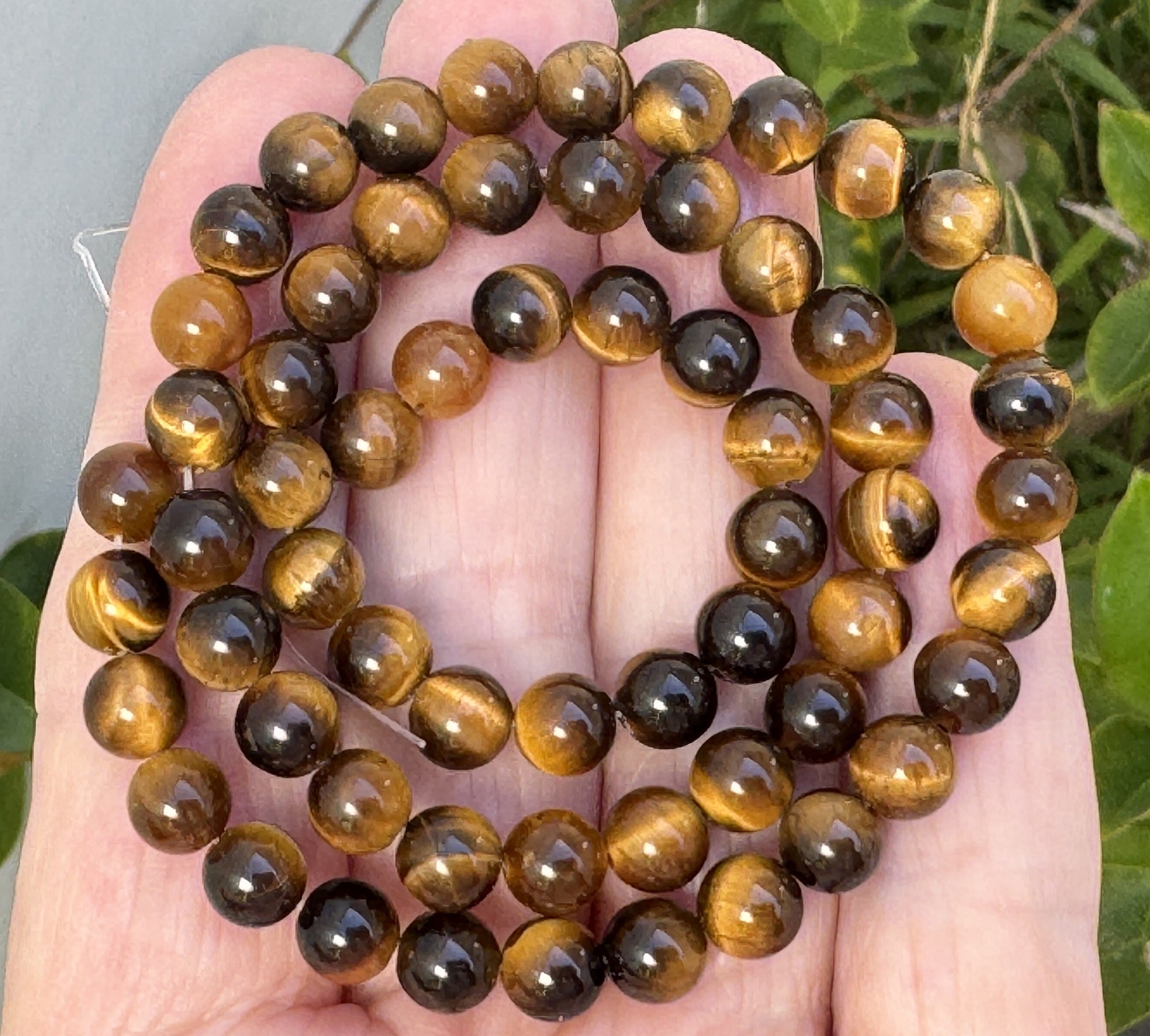 Yellow Tiger Eye 6mm round polished gemstone beads 15" strand