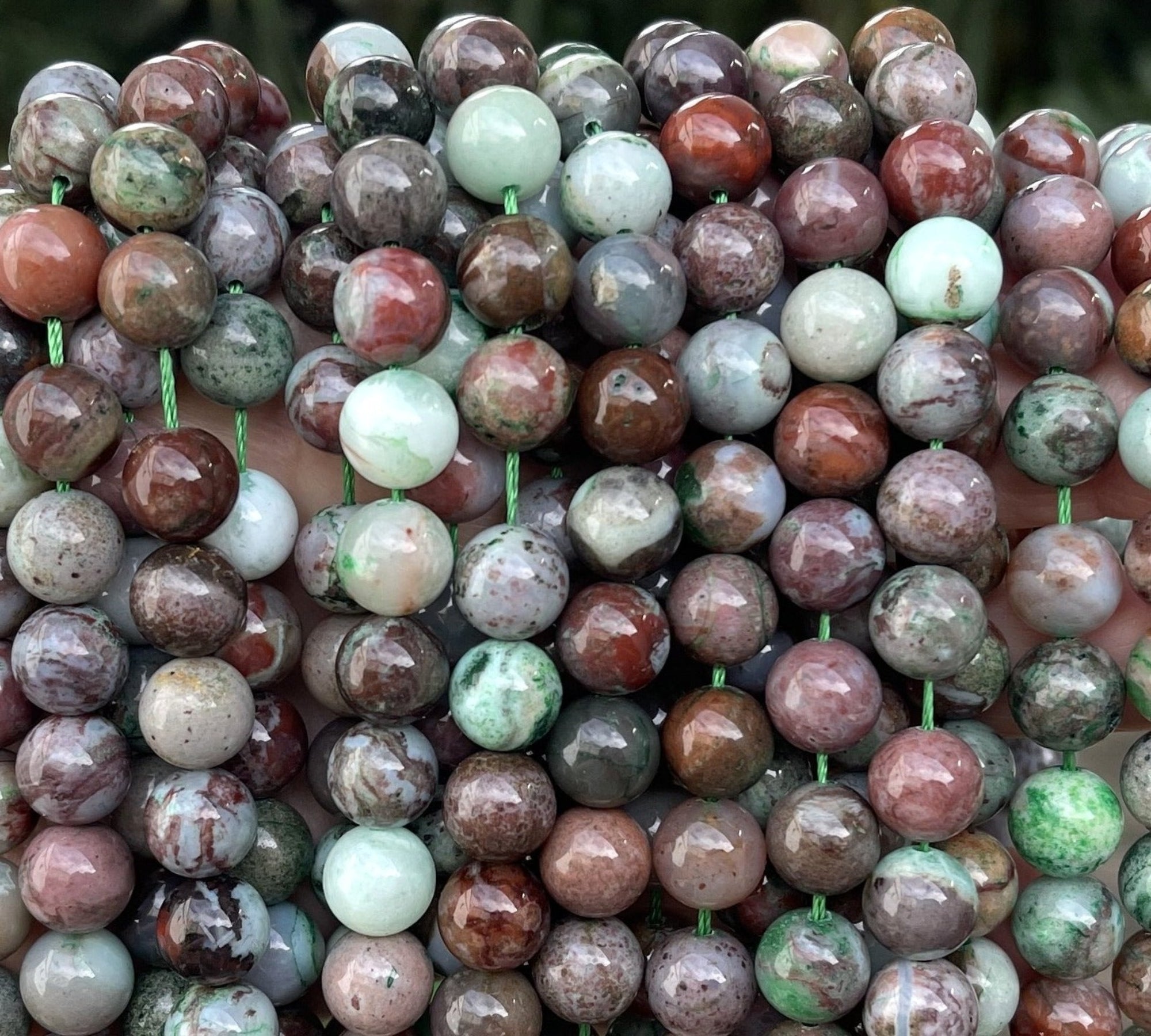 Green Portuguese Agate 10mm round gemstone beads 15.5" strand