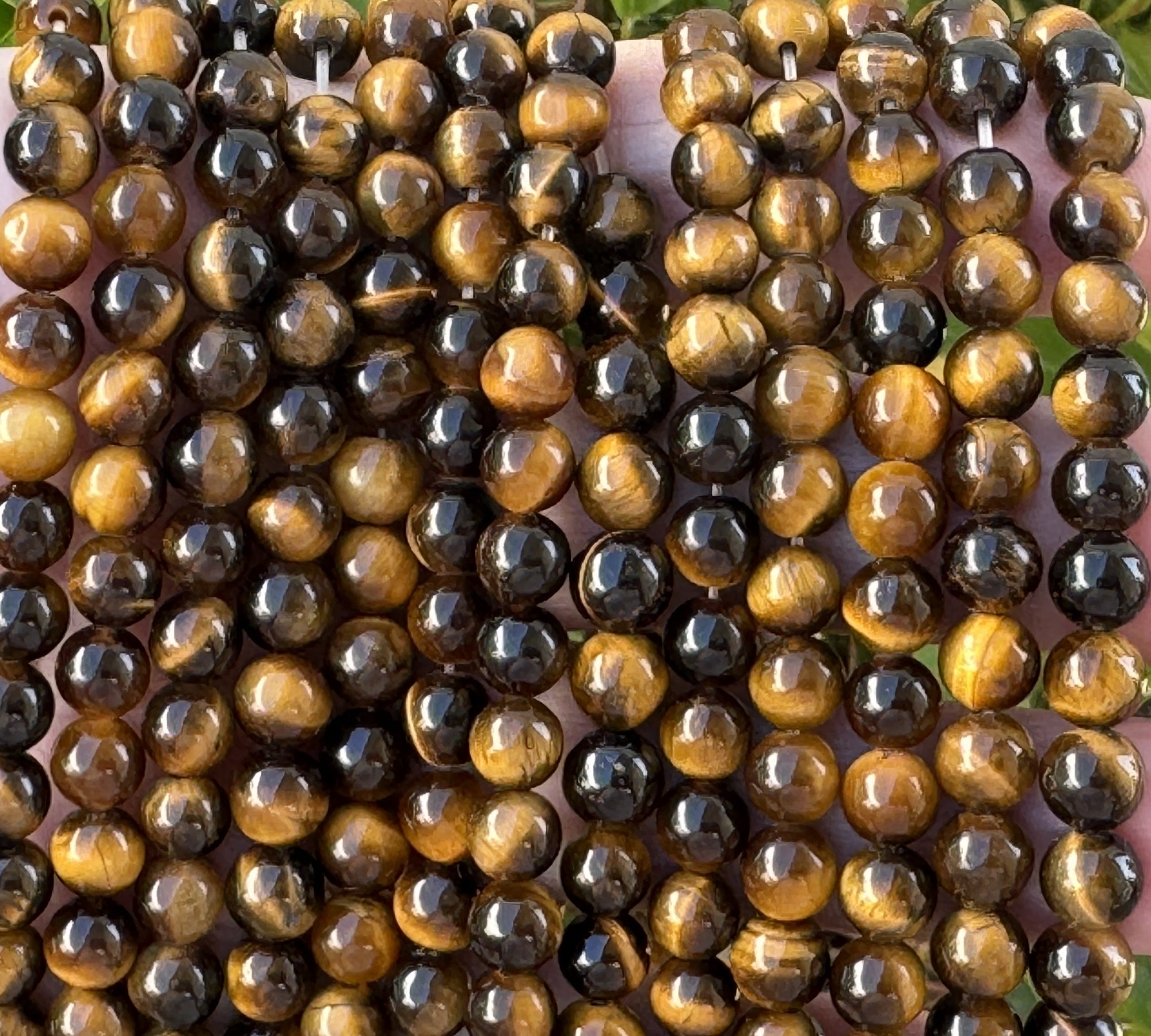 Yellow Tiger Eye 6mm round polished gemstone beads 15" strand