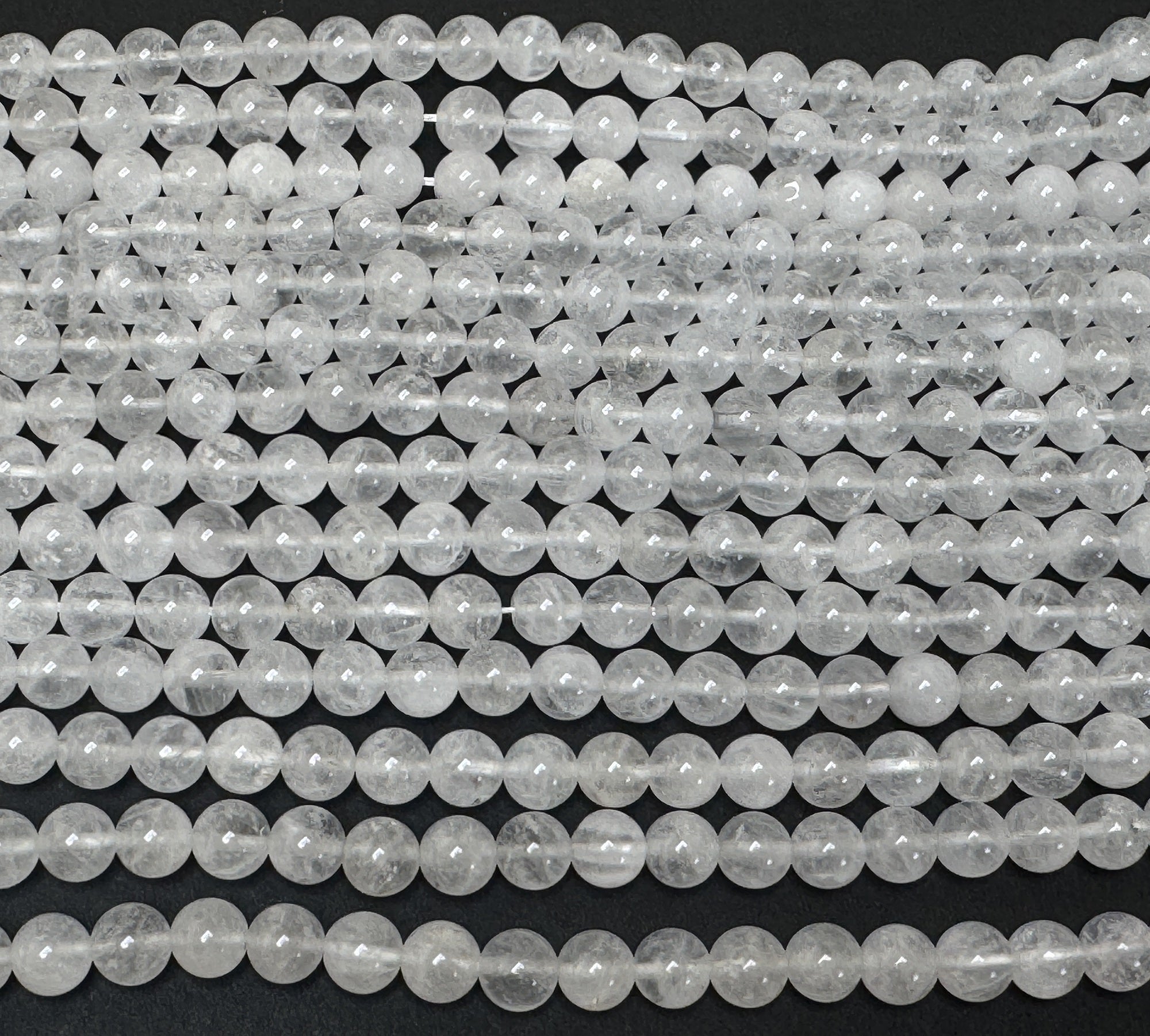 Angola White Quartz 8mm round natural crystal beads 15" strand