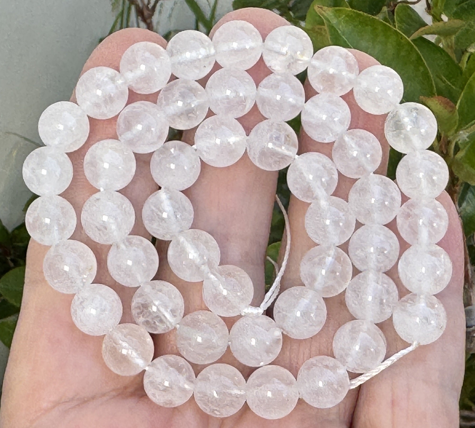 Angola White Quartz 8mm round natural crystal beads 15" strand