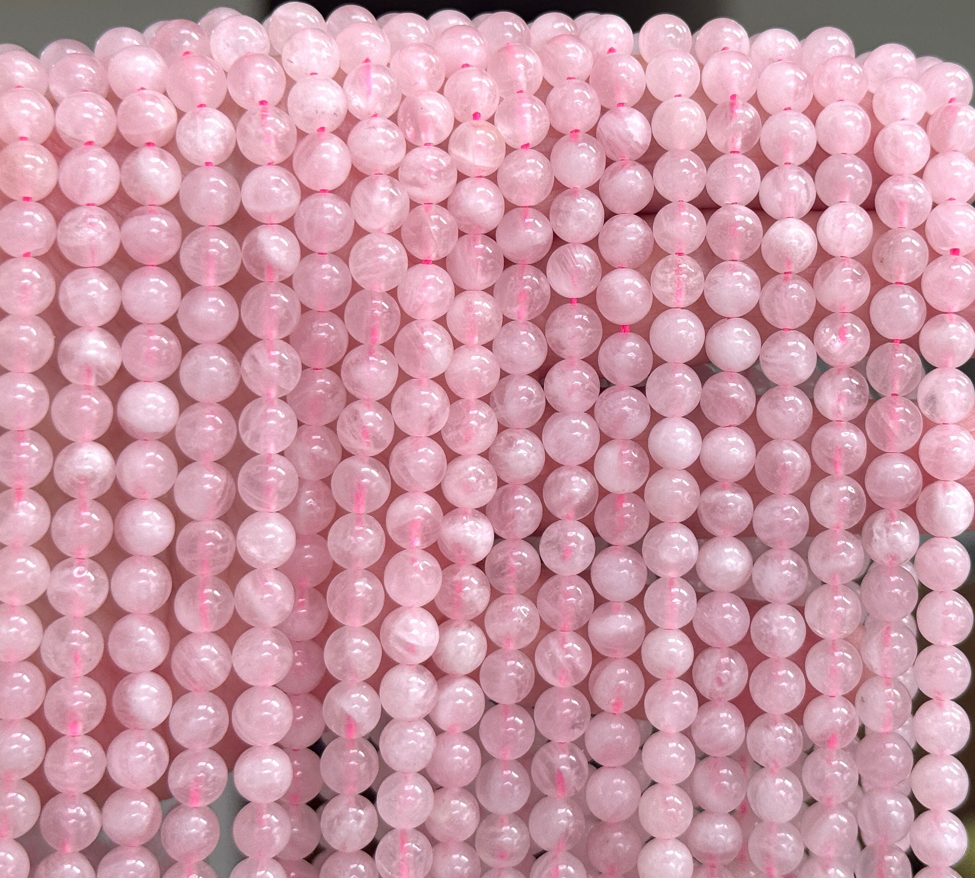 Madagascar Rose Quartz 6mm round natural gemstone beads 15.5" strand