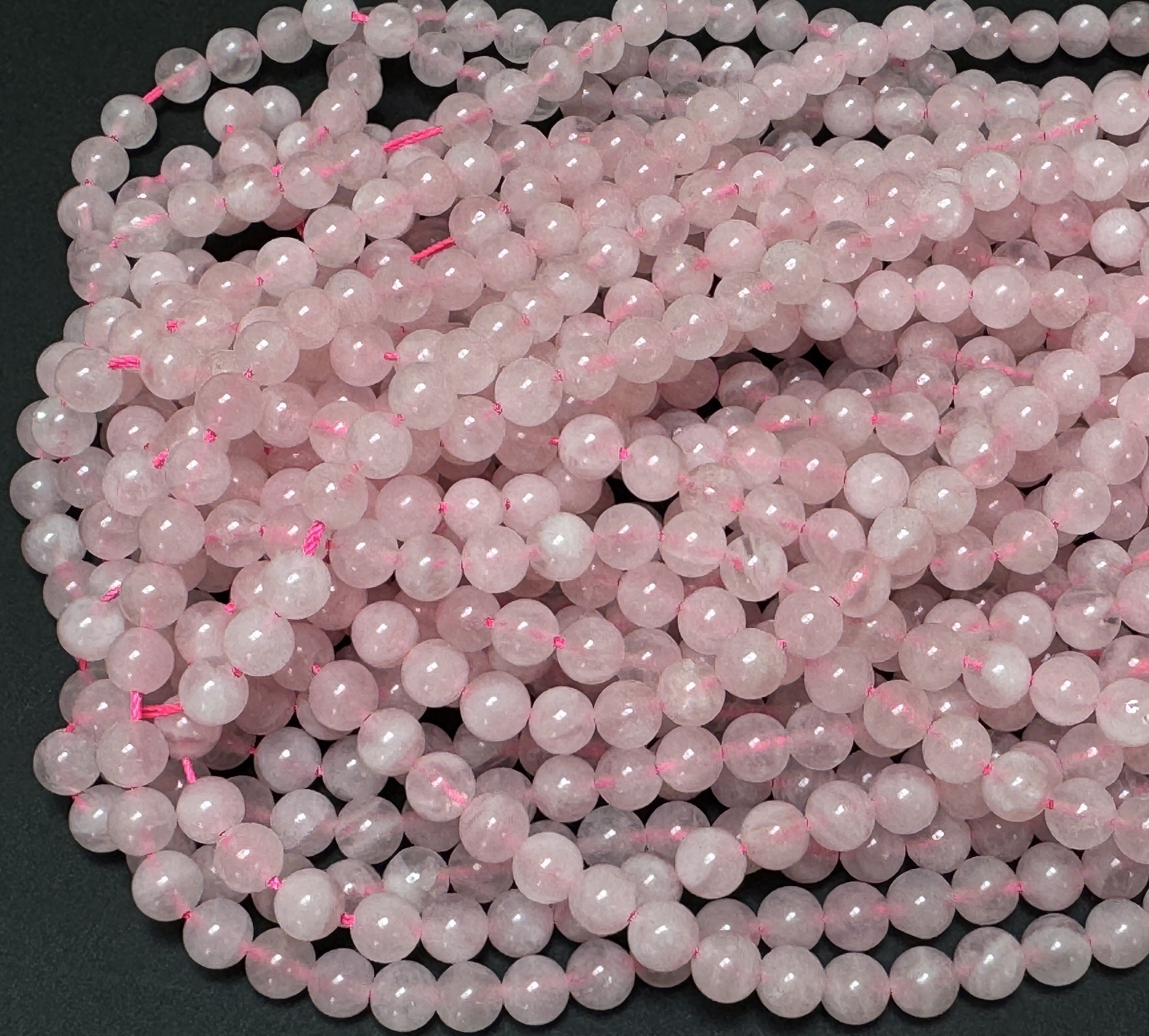 Madagascar Rose Quartz 6mm round natural gemstone beads 15.5" strand