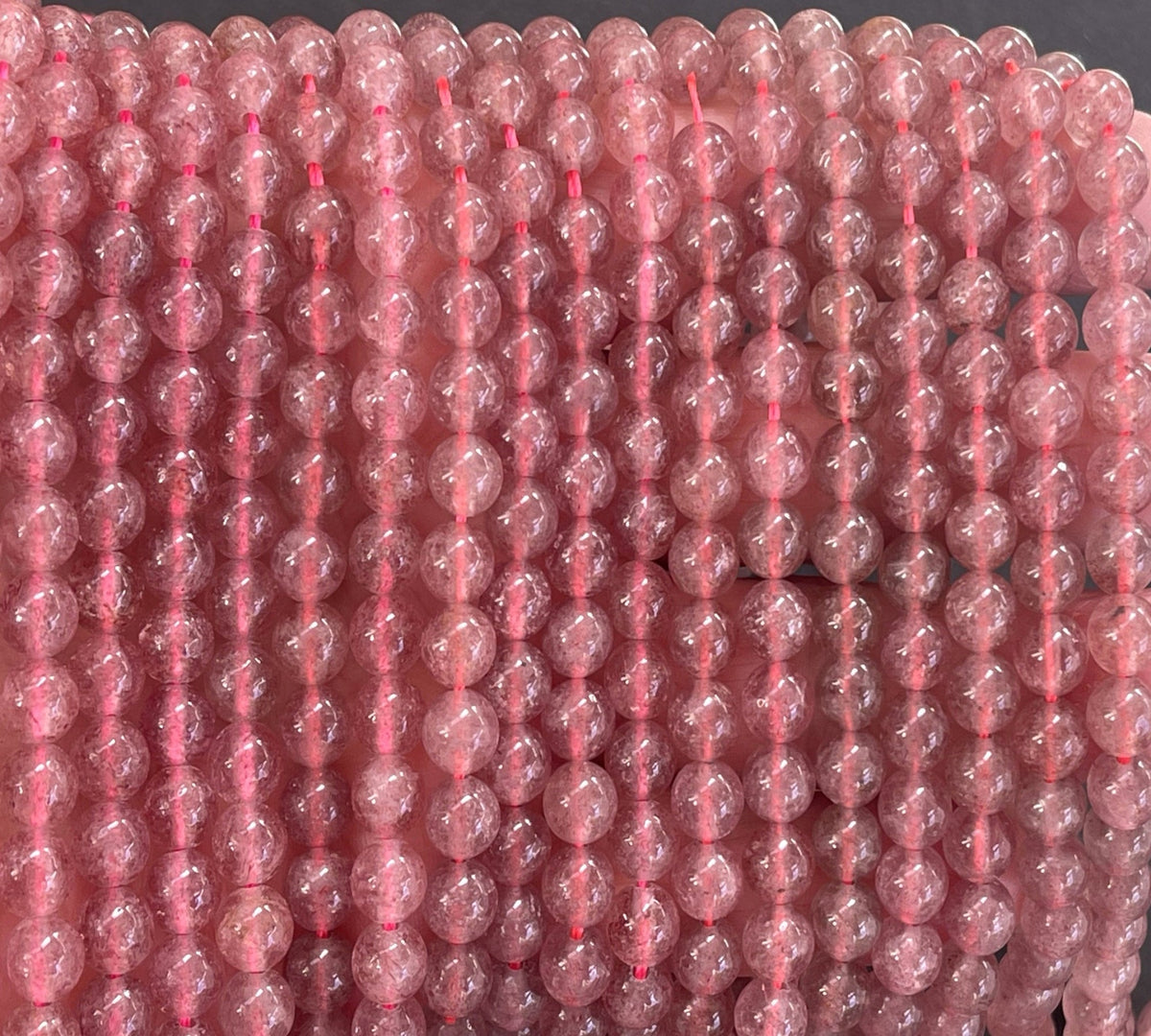 Strawberry Quartz 6mm round natural gemstone beads 15" strand - Oz Beads 