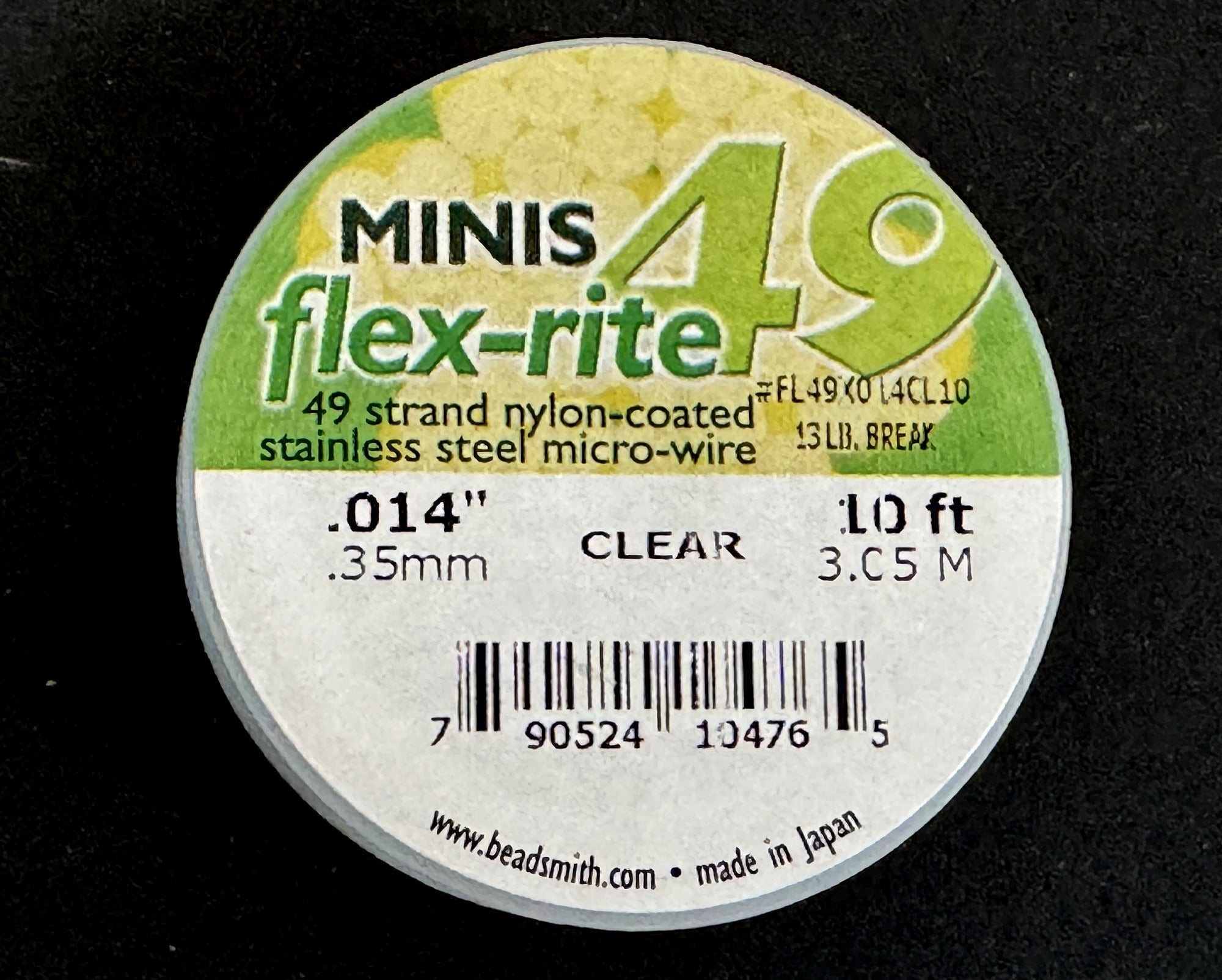 Flexrite 49 strands 0.014" beading wire, Clear, 10 Ft Minis