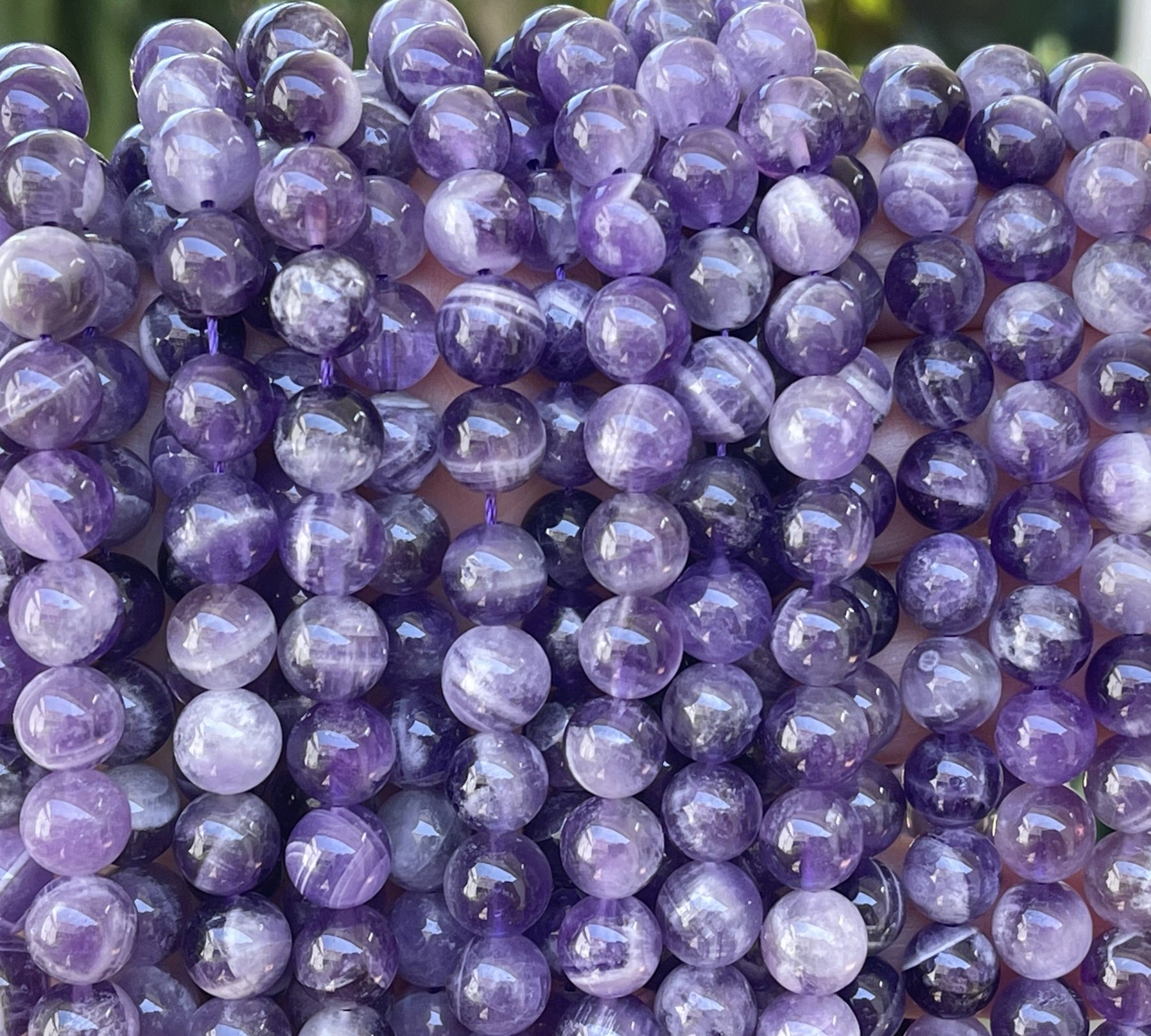 Sage Amethyst 8mm round natural gemstone beads 15.5" strand - Oz Beads 