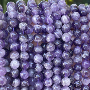 Sage Amethyst 8mm round natural gemstone beads 15.5" strand - Oz Beads 