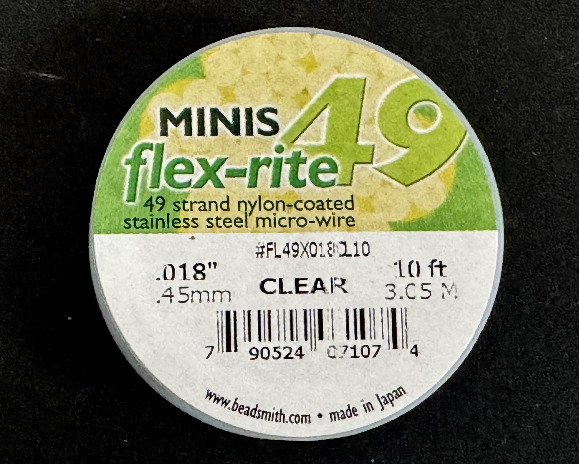 Flexrite 49 strands 0.018" beading wire, Clear, 10 Ft Mini