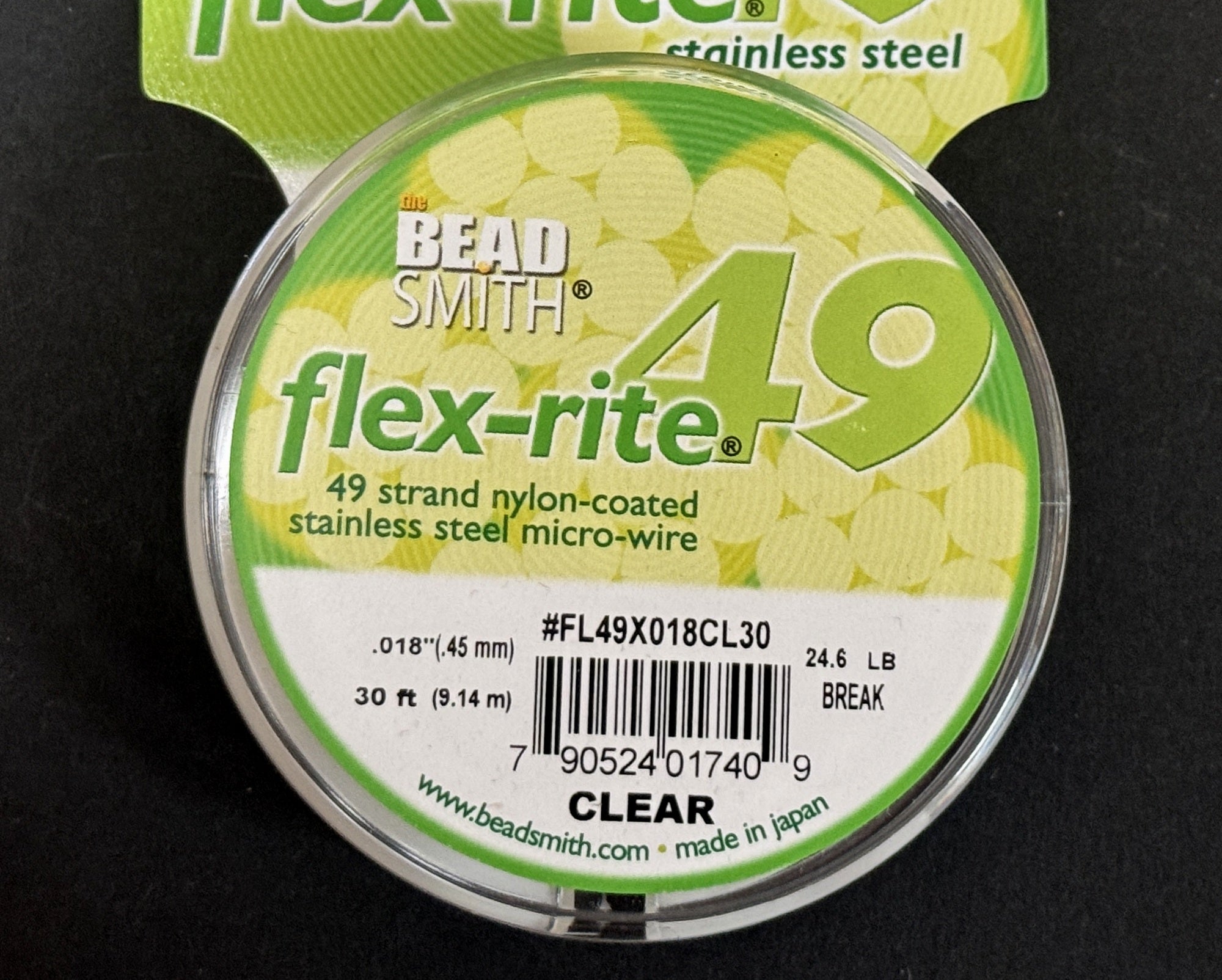 Flexrite 49 strands 0.018" beading wire, Clear, 30 Ft