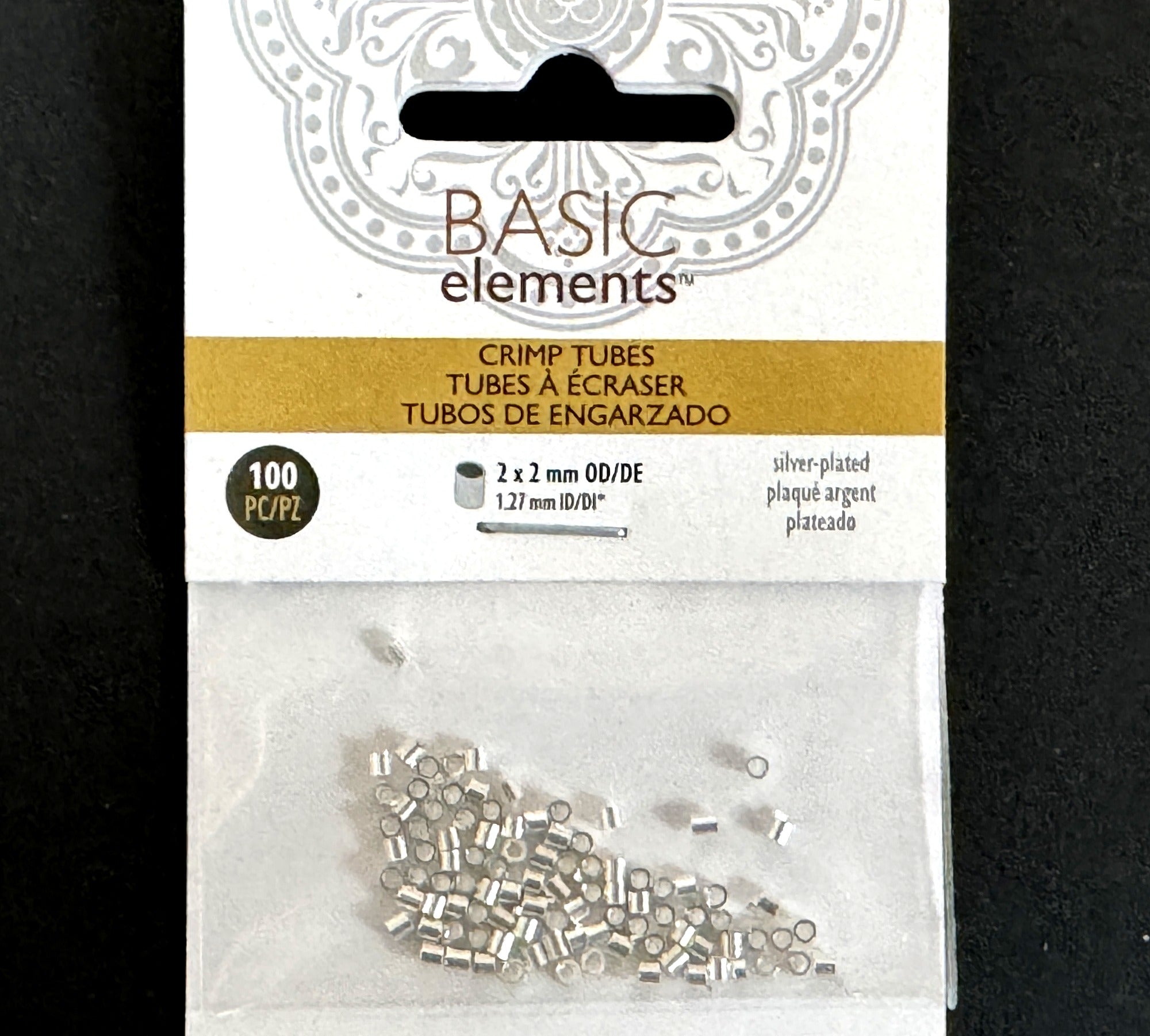 Beadsmith Tube Crimp, 2x2mm silver plated, 100 pcs