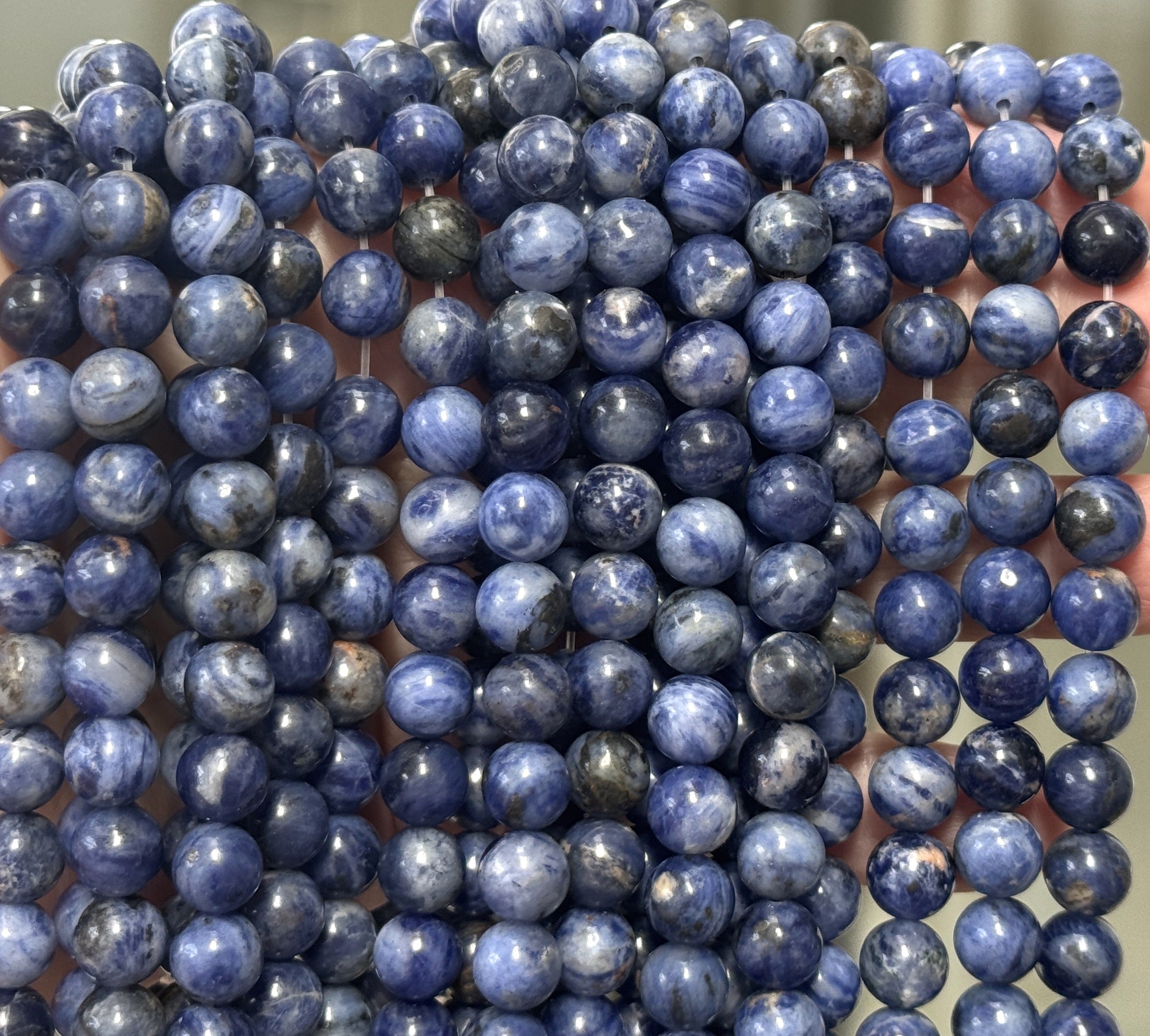 Blue Sodalite 8mm round polished natural gemstone beads 15" strand